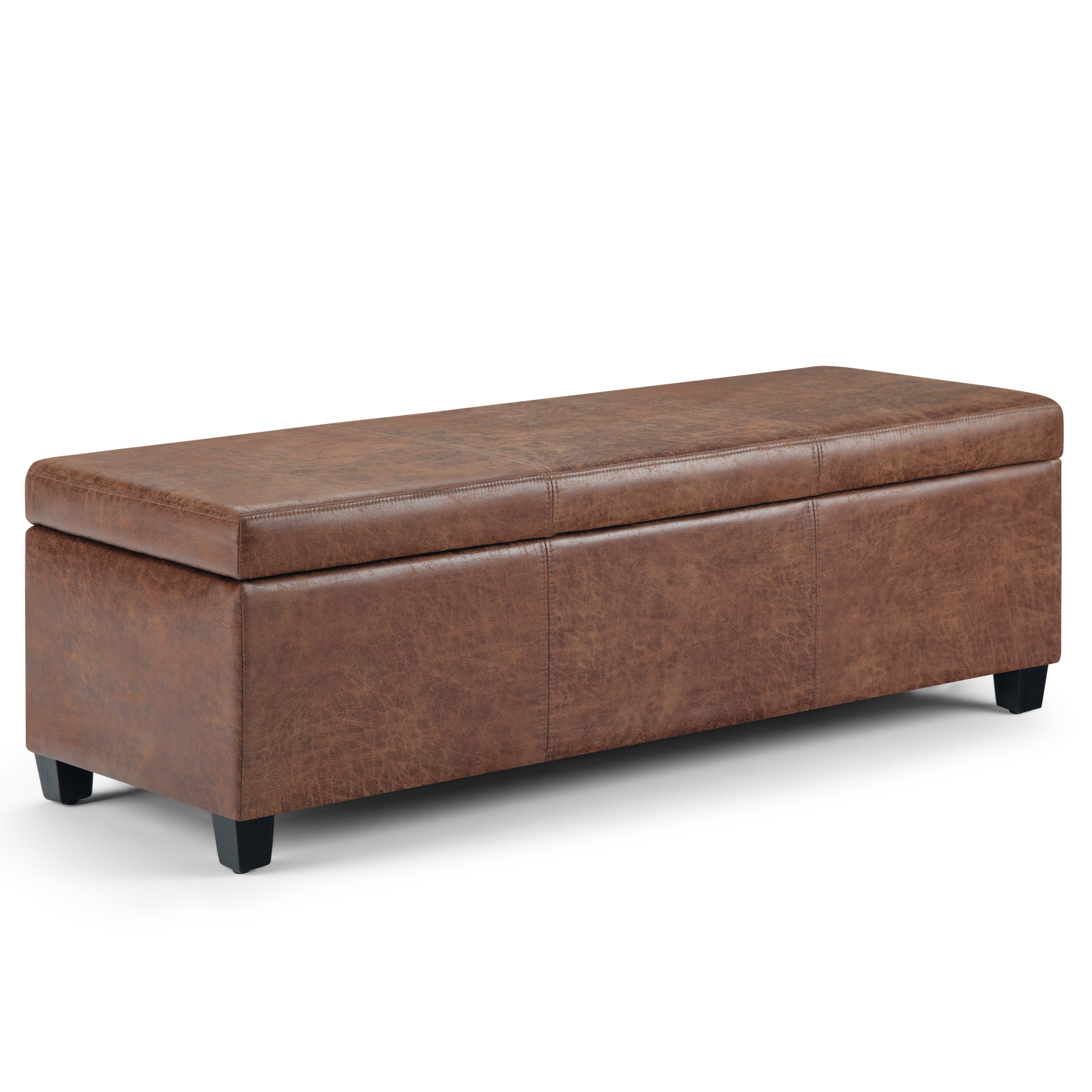 Avalon - Storage Ottoman Bench - Distressed Umber Brown--1