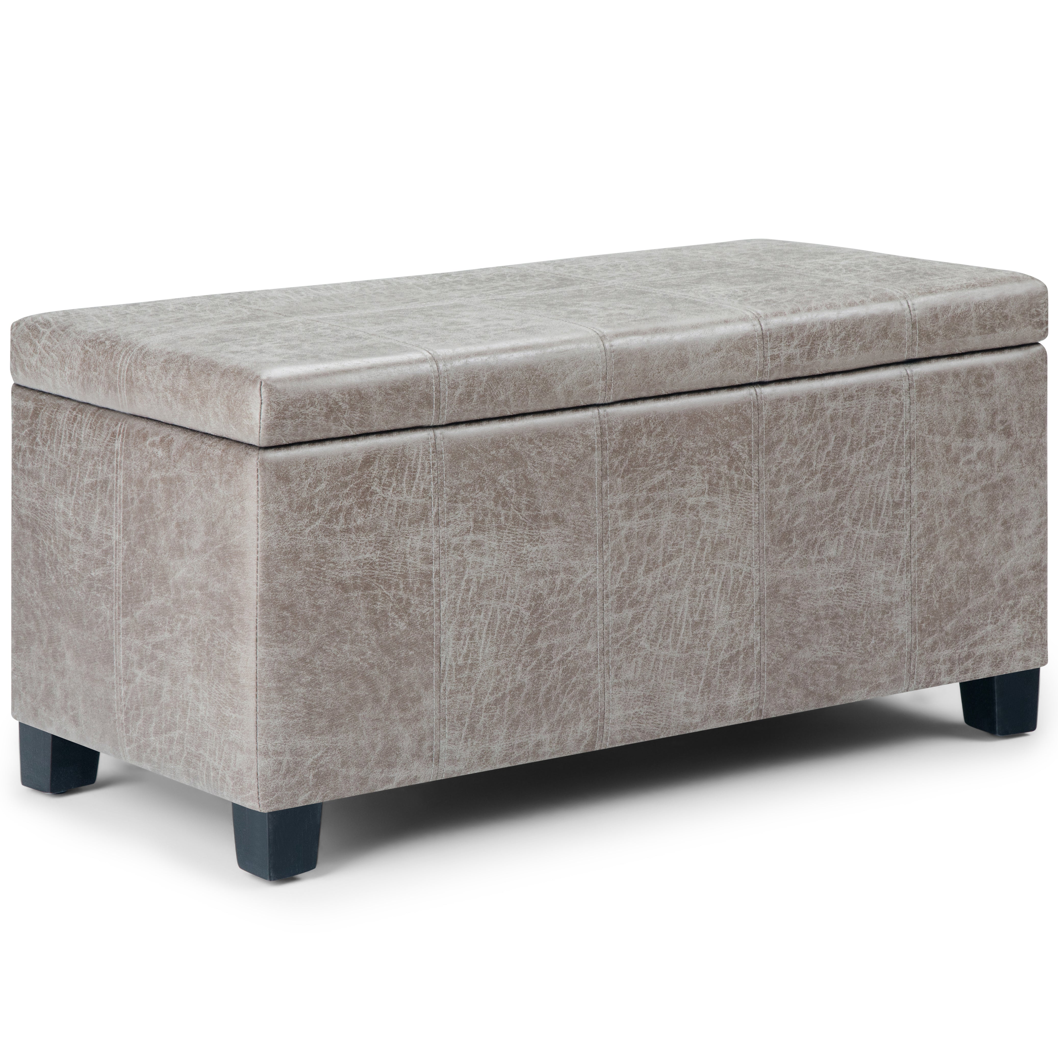 Dover - Storage Ottoman Bench - Distressed Grey Taupe--1