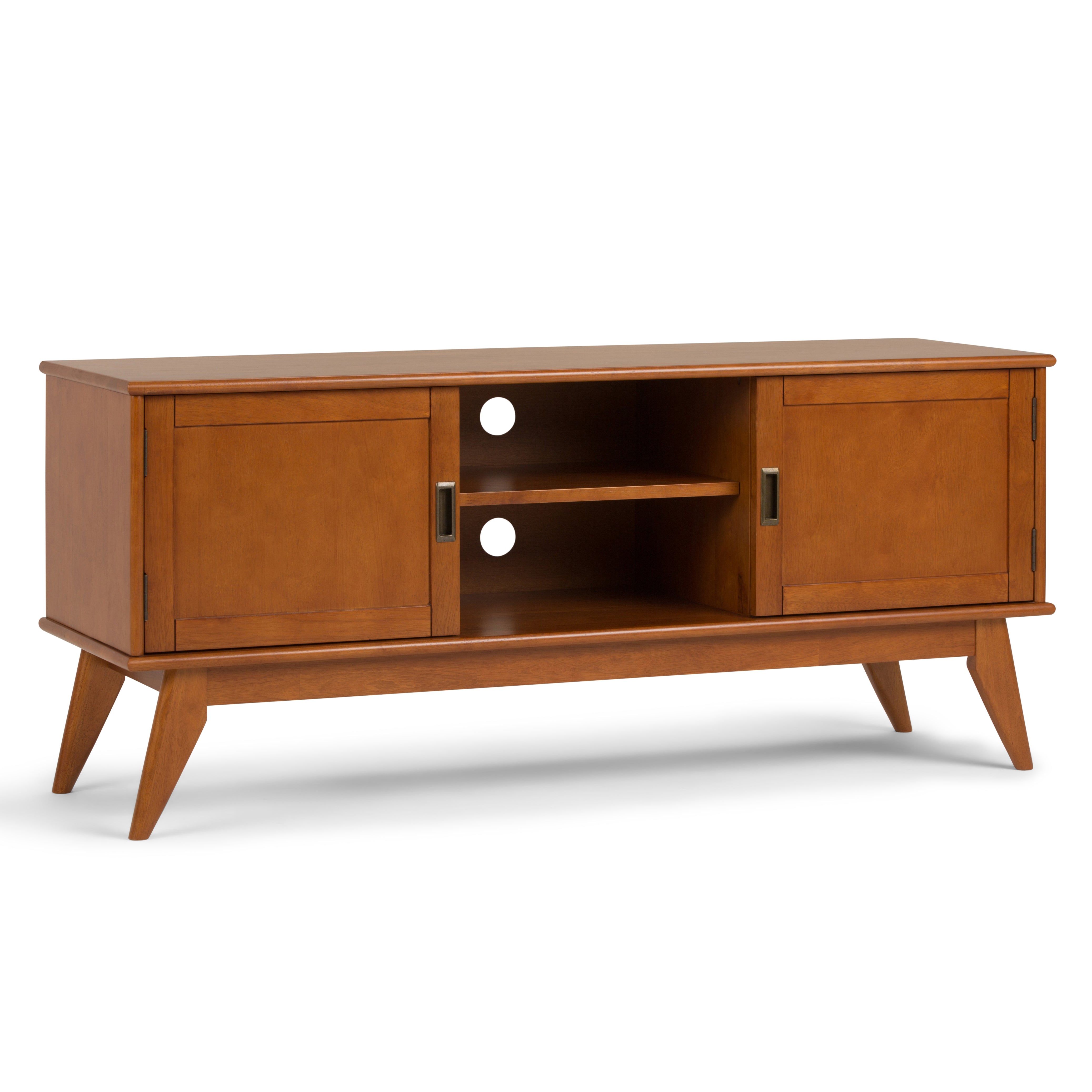 Draper - Mid Century Low TV Media Stand - Teak Brown--1