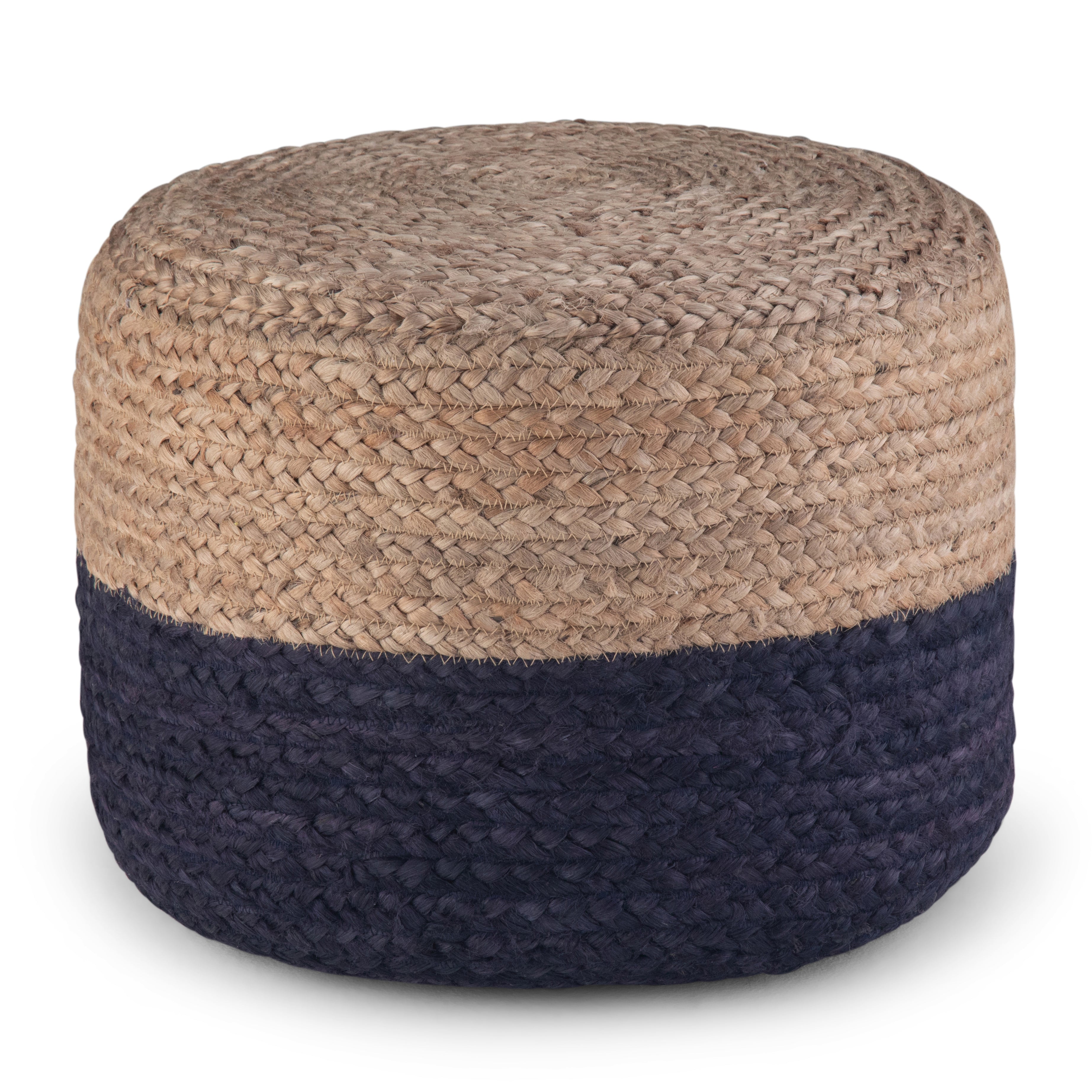 Lydia - Round Pouf - Navy / Natural--1