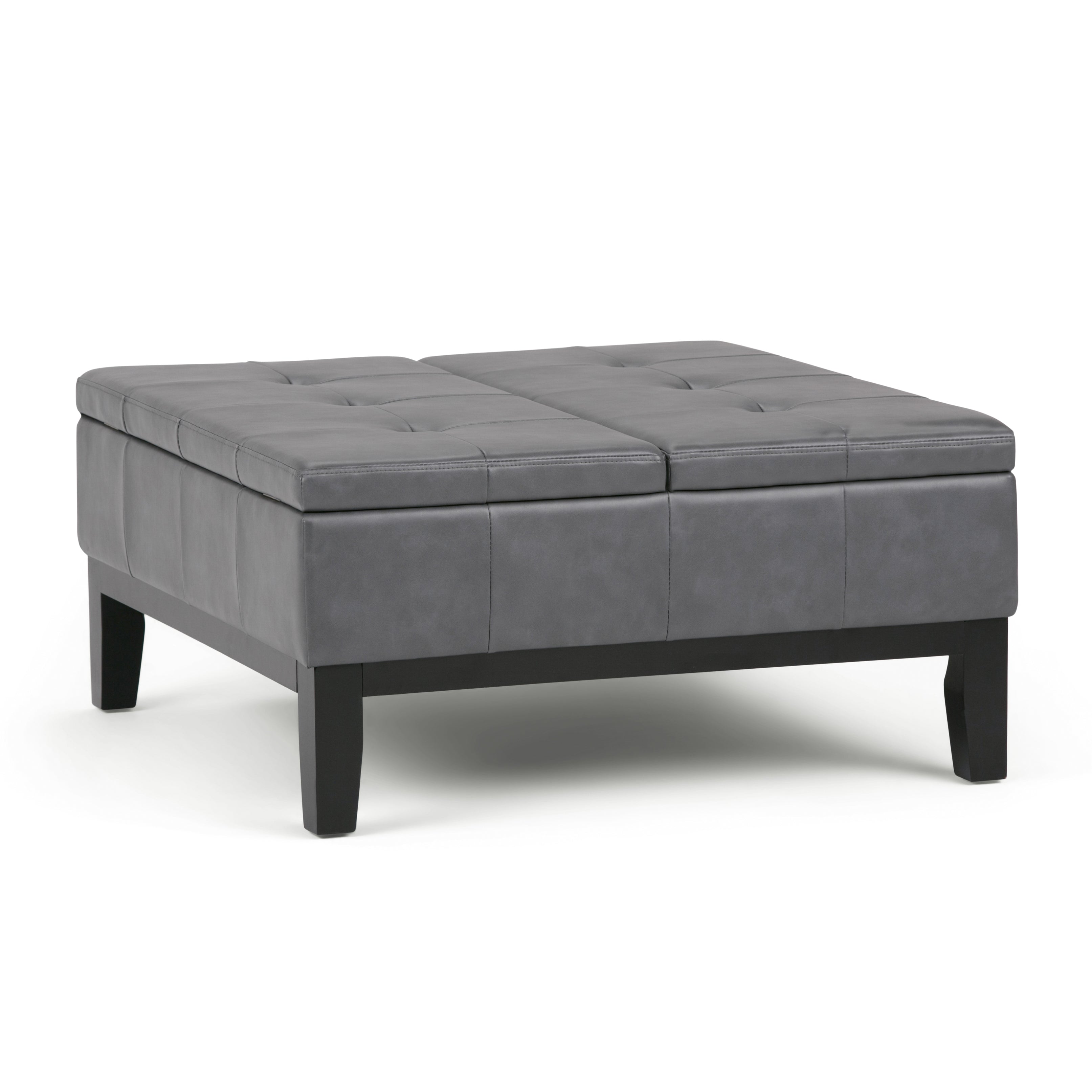 Dover - Square Coffee Table Storage Ottoman - Stone Grey--1