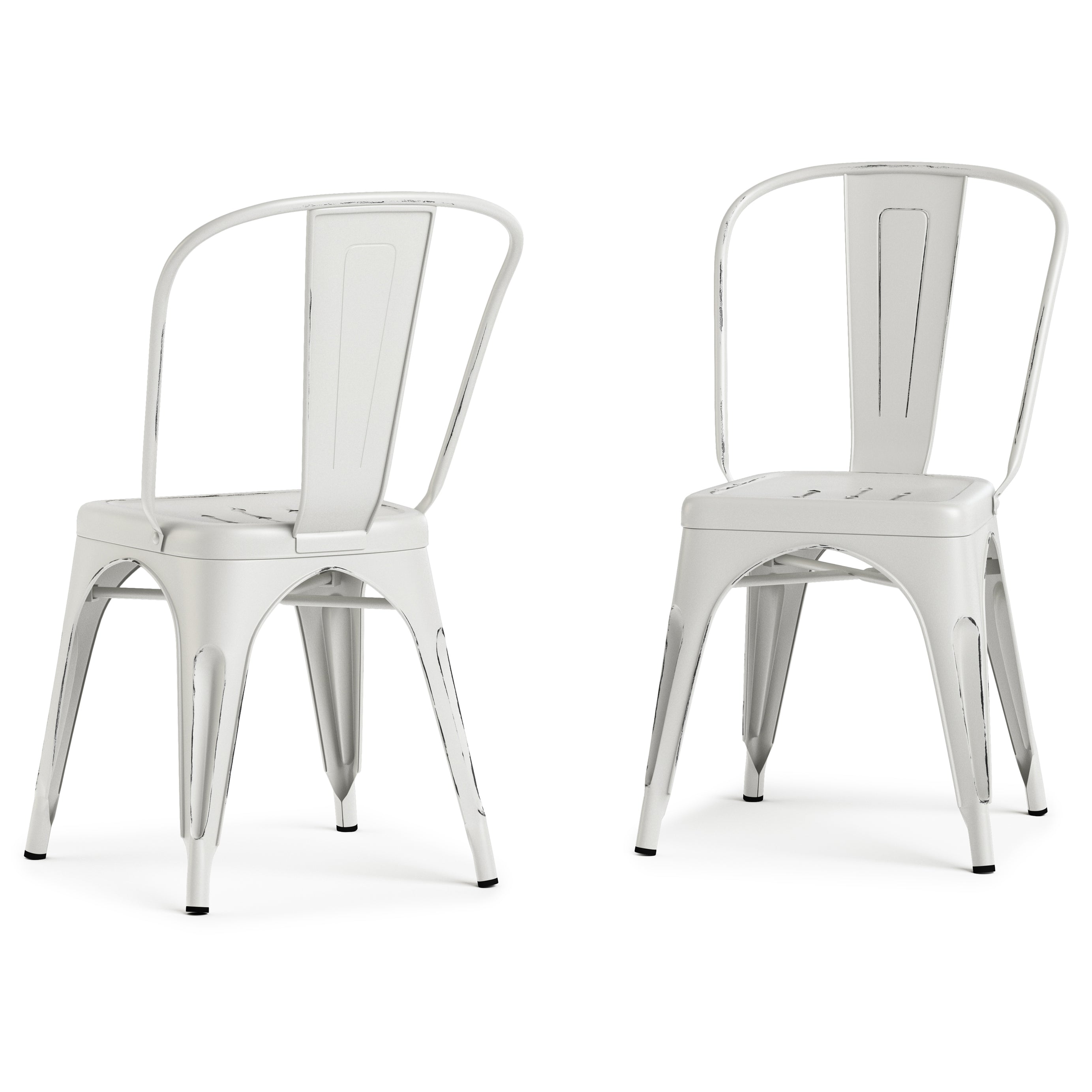 Fletcher - Metal Dining Side Chair (Set of 2) - Distressed White--1