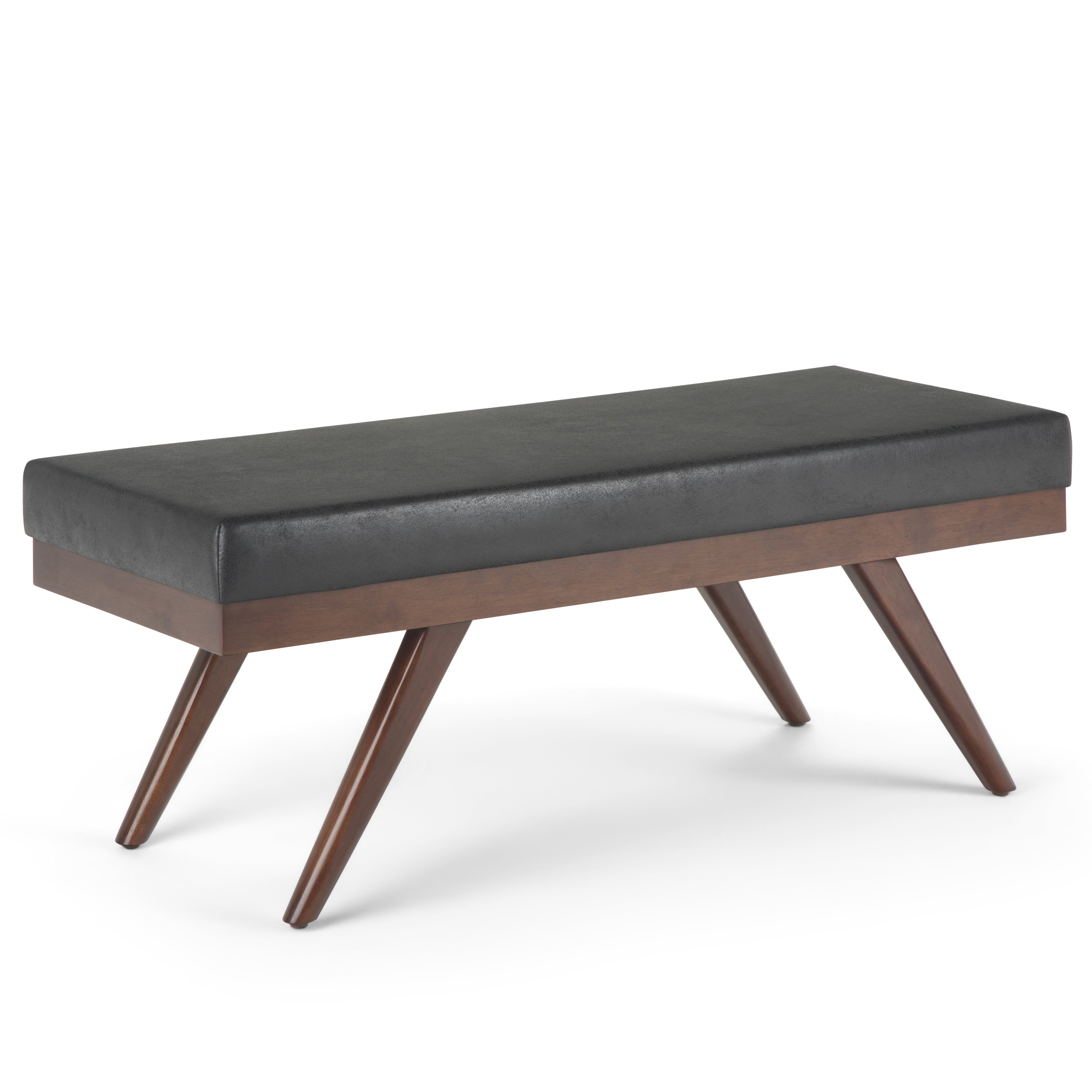 Chanelle - Mid Century Ottoman Bench - Distressed Black--1