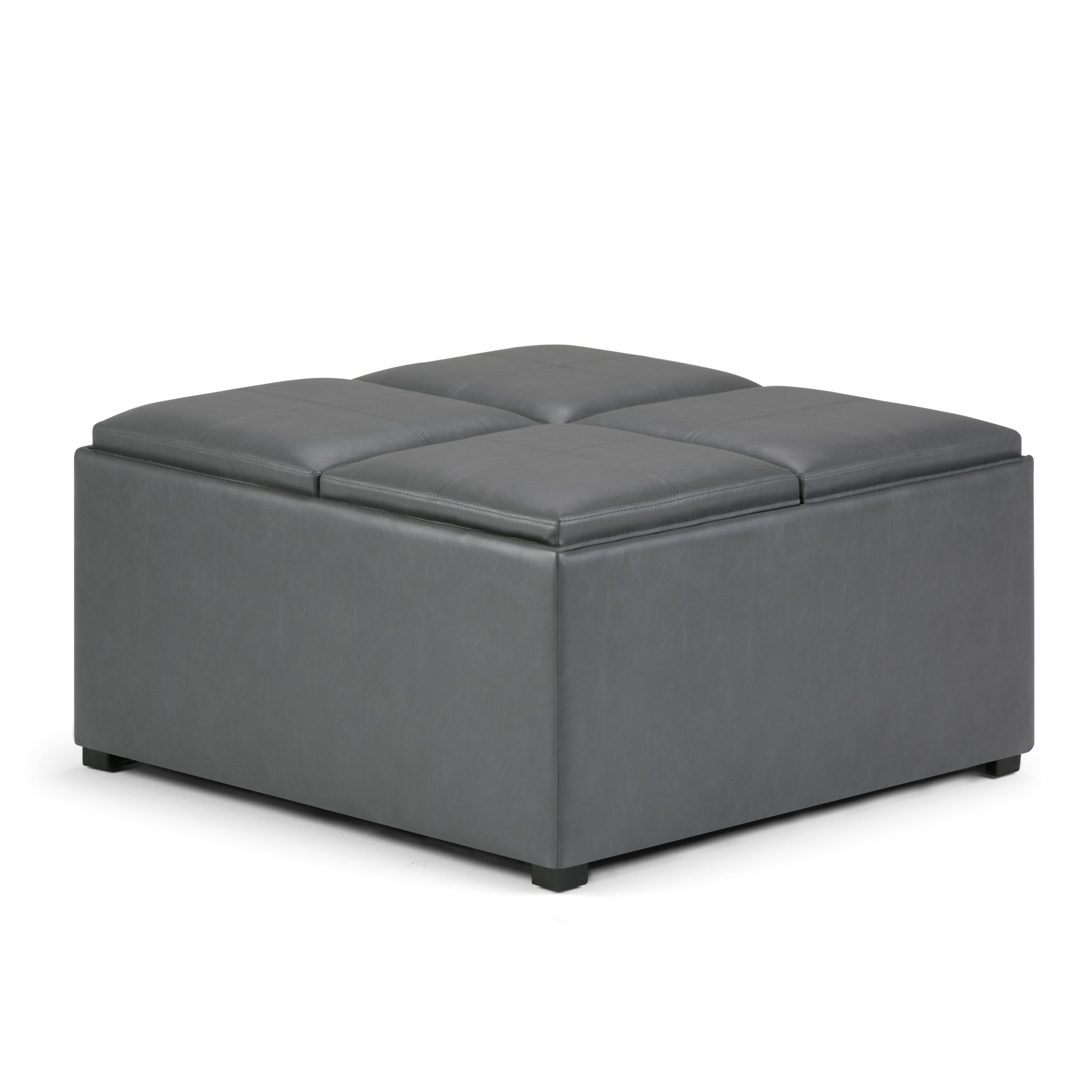 Avalon - Square Coffee Table Storage Ottoman - Stone Grey--1