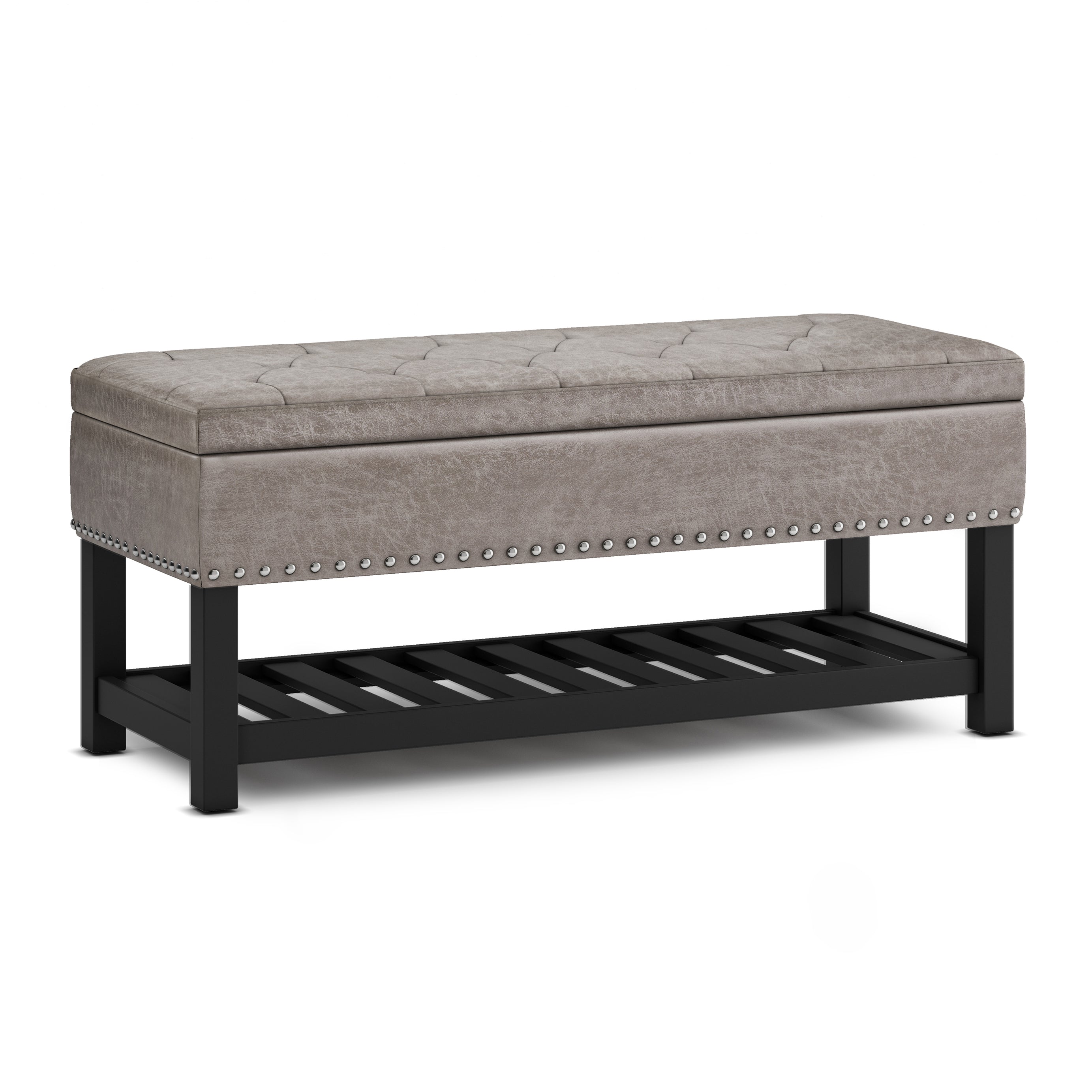 Lomond - Storage Ottoman Bench - Distressed Grey Taupe--1