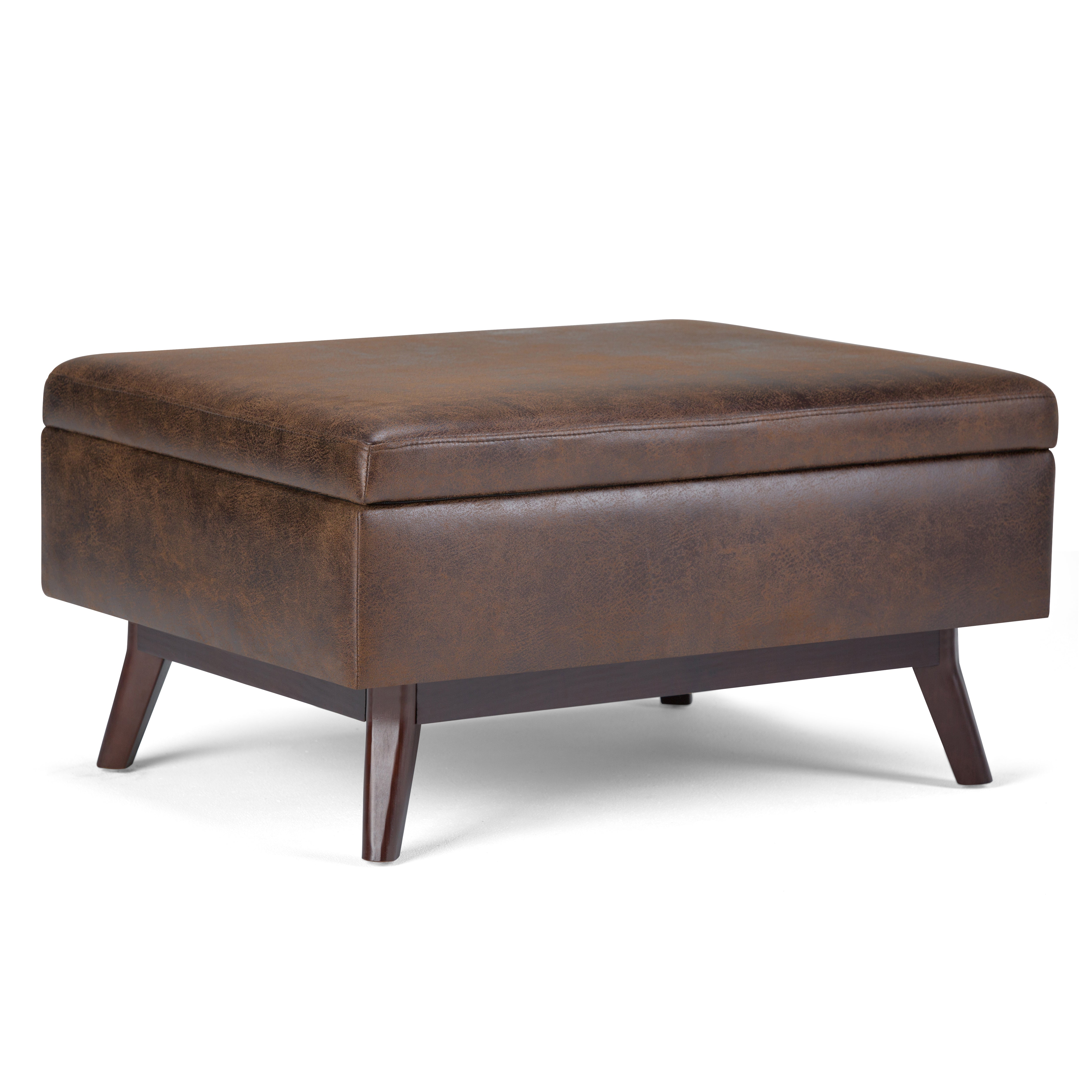 Owen - Coffee Table Storage Ottoman - Distressed Chestnut Brown--1