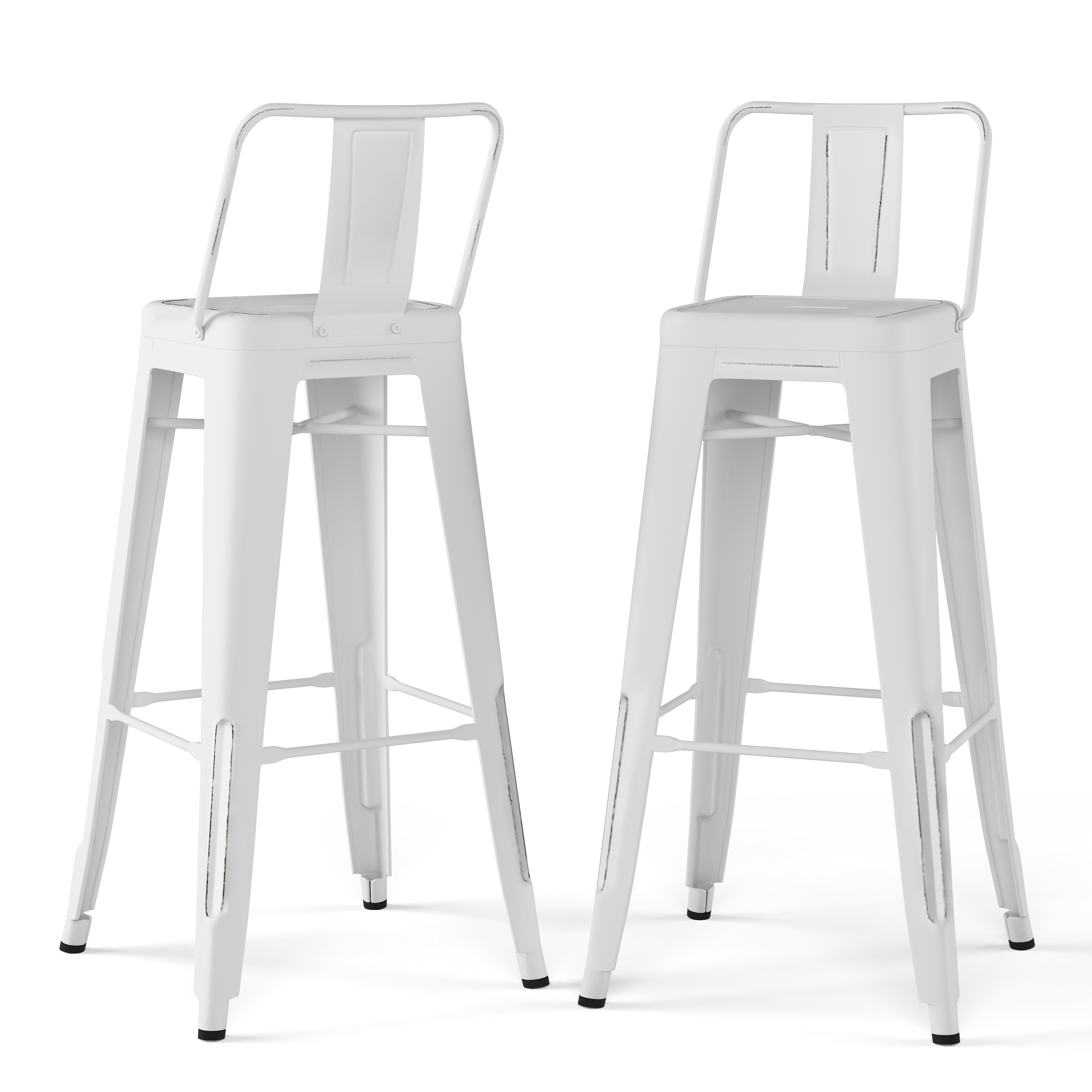 Rayne - 30" Metal Bar Stool (Set of 2) - Distressed White--1