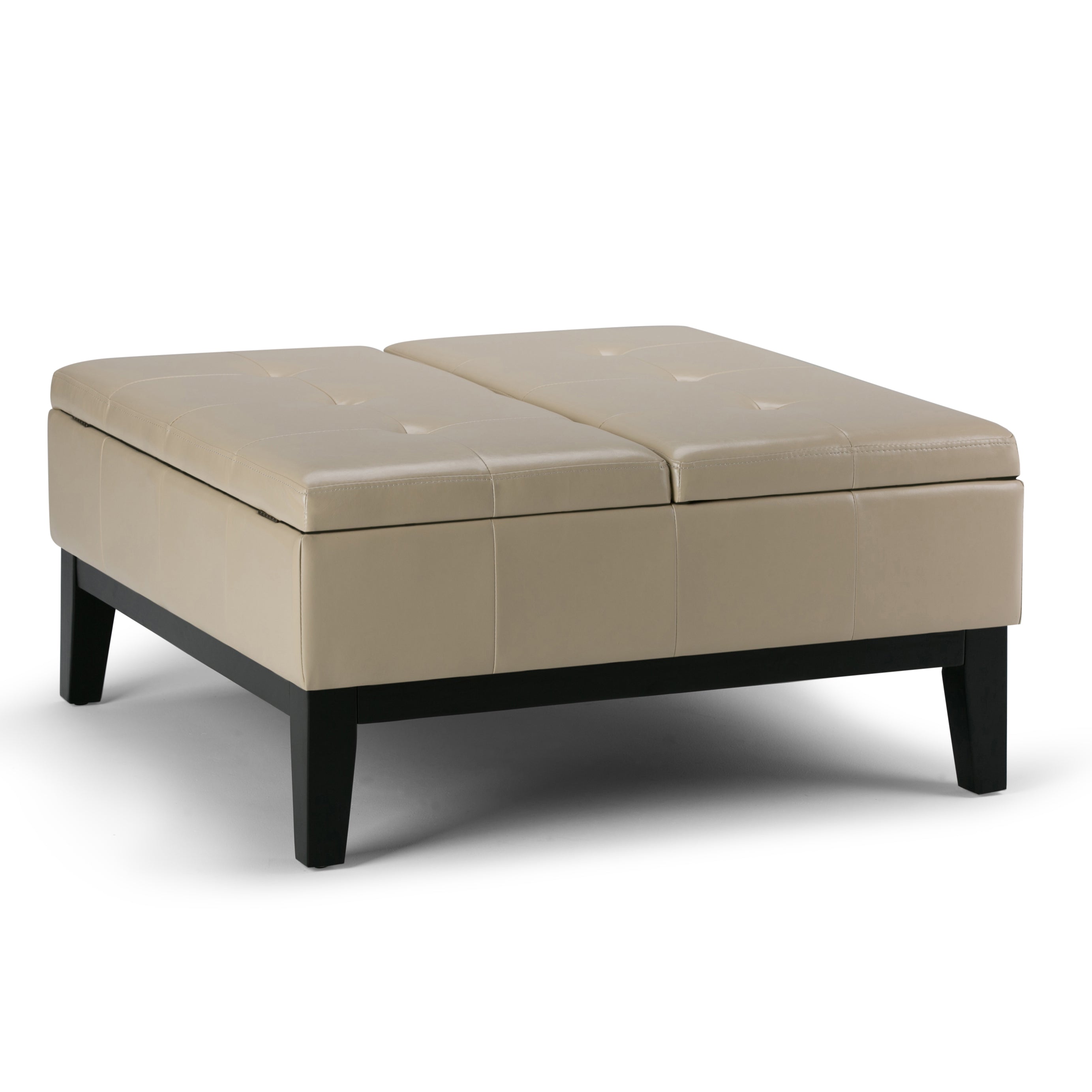 Dover - Square Coffee Table Storage Ottoman - Satin Cream--1