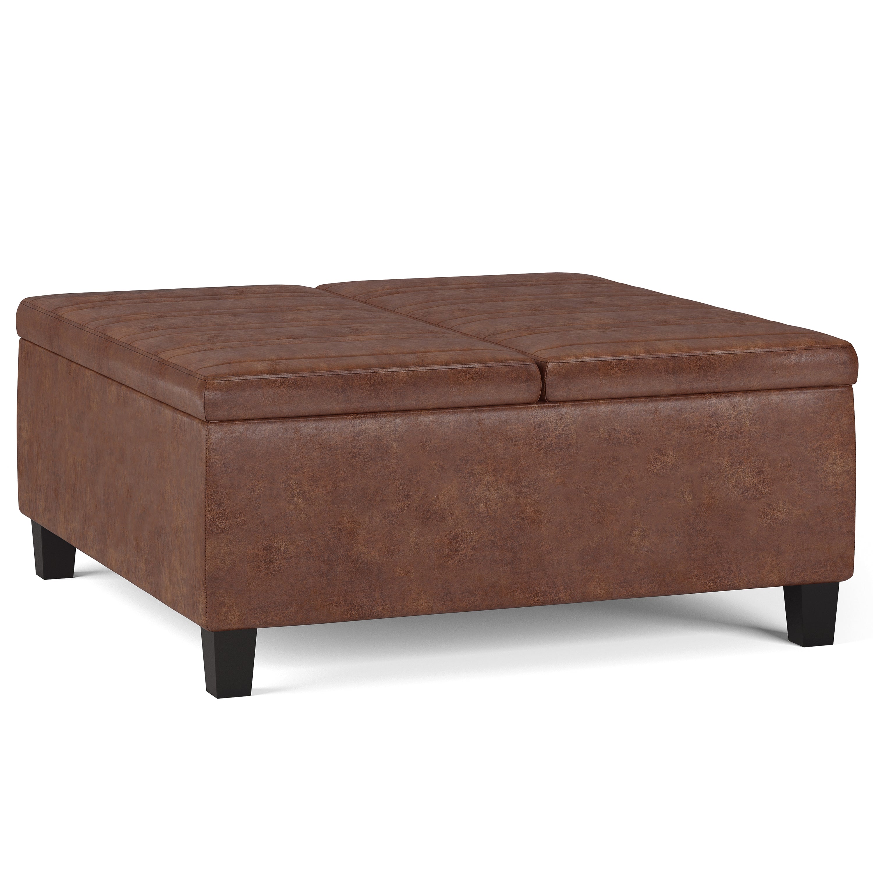 Ellis - Coffee Table Storage Ottoman - Distressed Saddle Brown--1