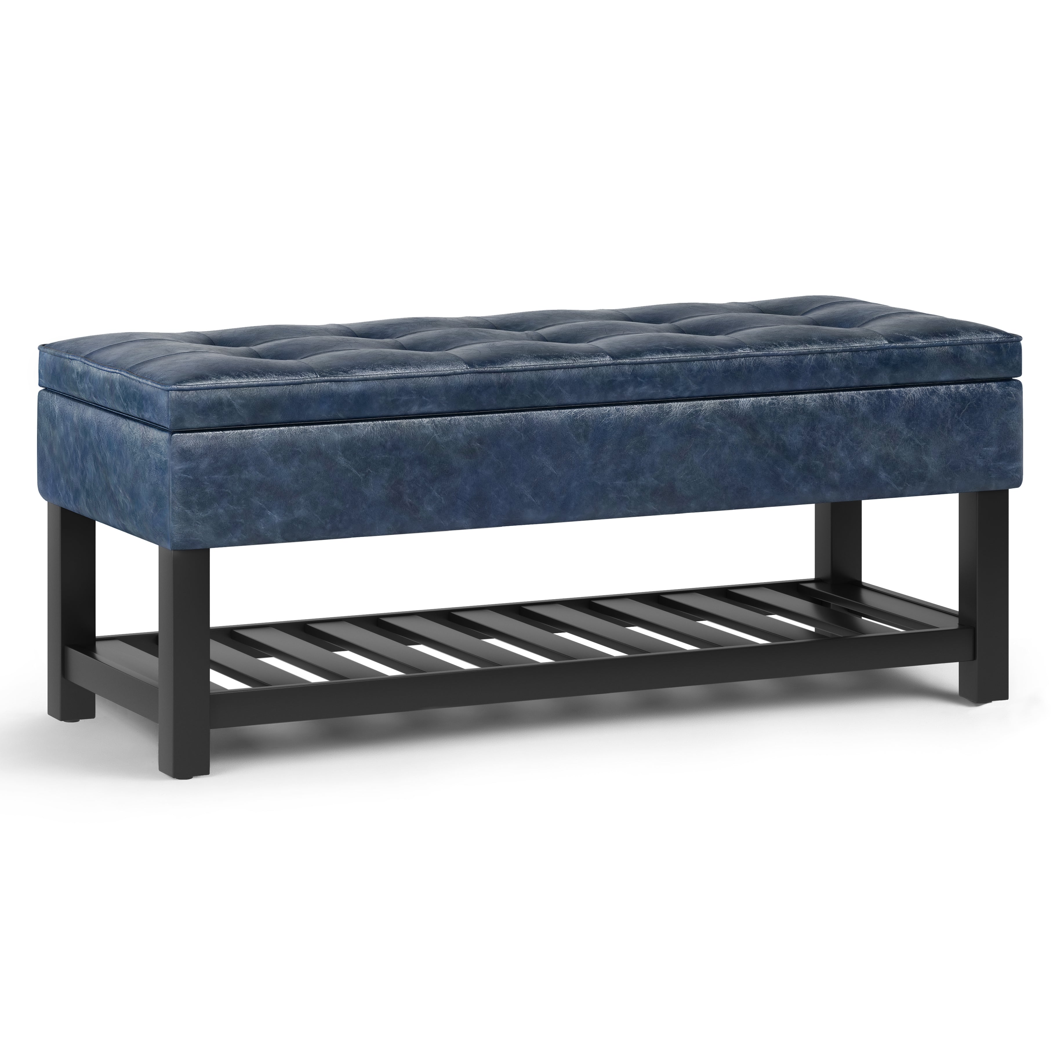 Cosmopolitan - Storage Ottoman Bench with Open Bottom - Denim Blue--1