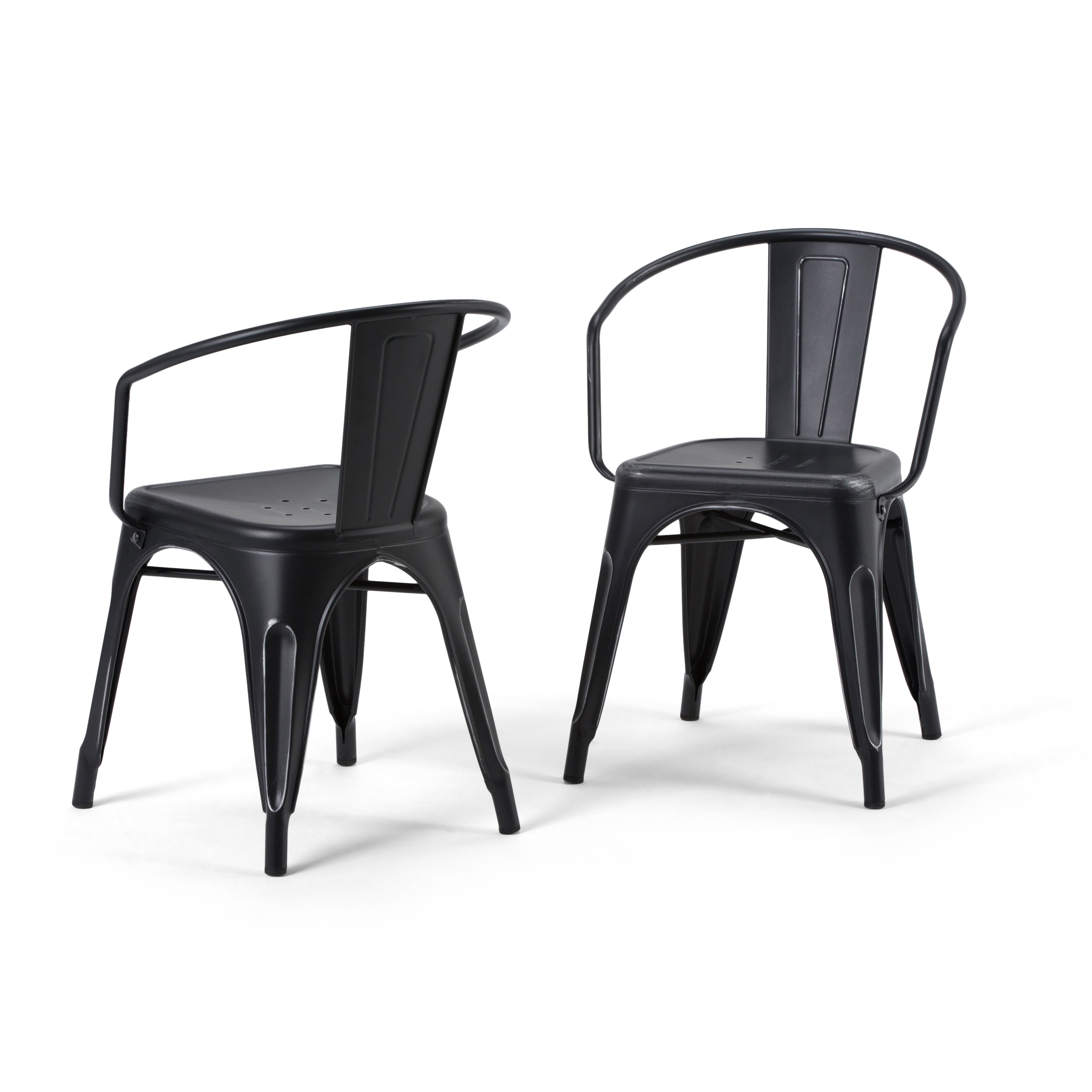 Larkin - Metal Dining Arm Chair (Set of 2) - Distressed Black / Silver--1