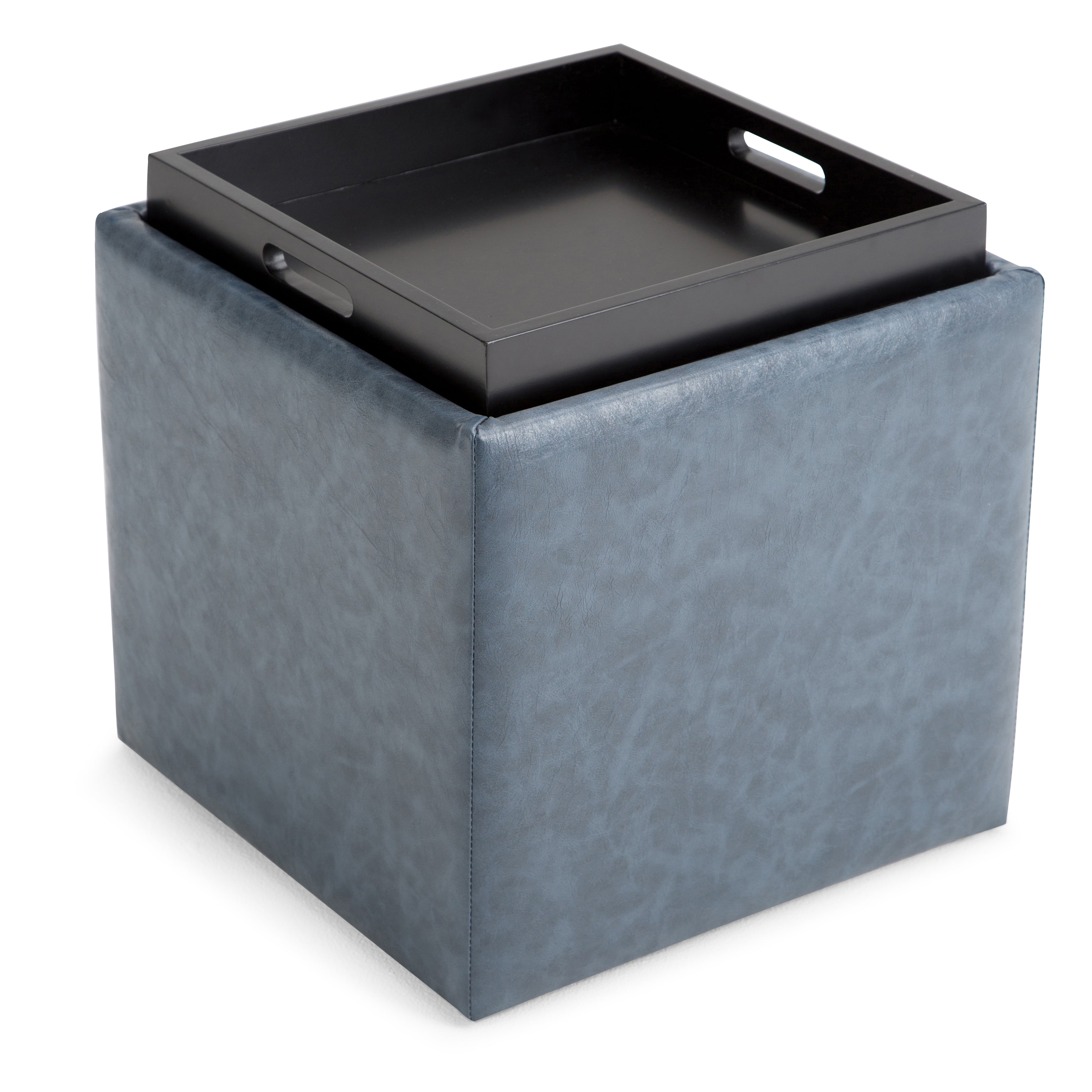 Rockwood - Cube Storage Ottoman with Tray - Denim Blue--1