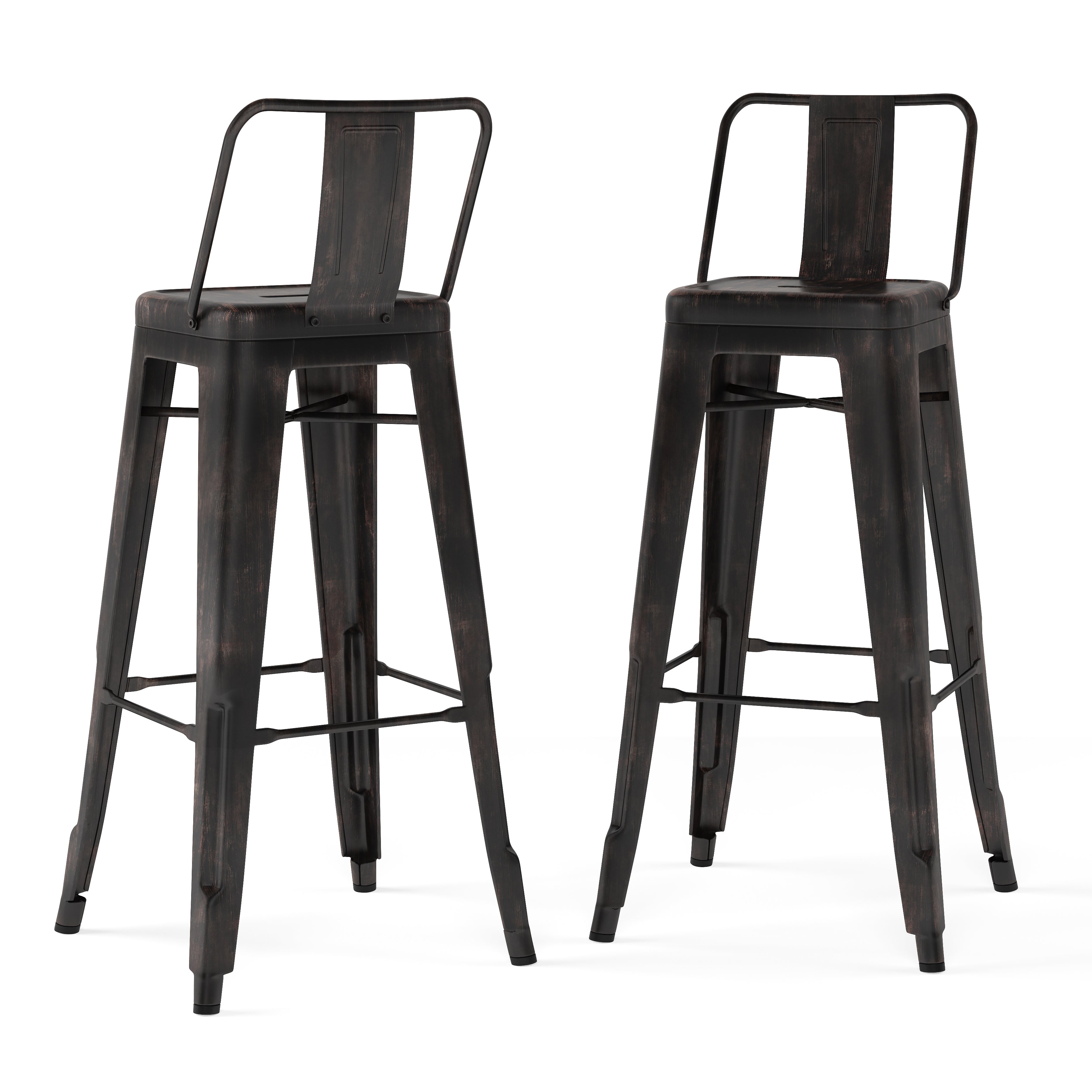 Rayne - 30" Metal Bar Stool (Set of 2) - Distressed Black--1