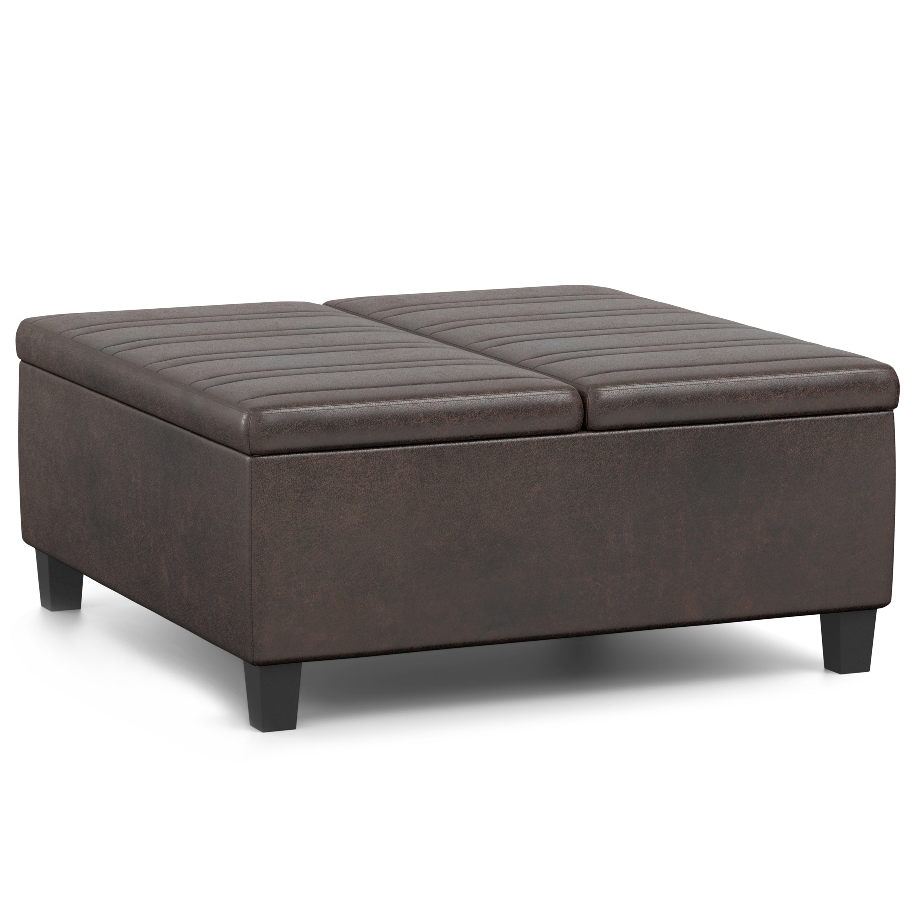 Ellis - Coffee Table Storage Ottoman - Distressed Brown--1