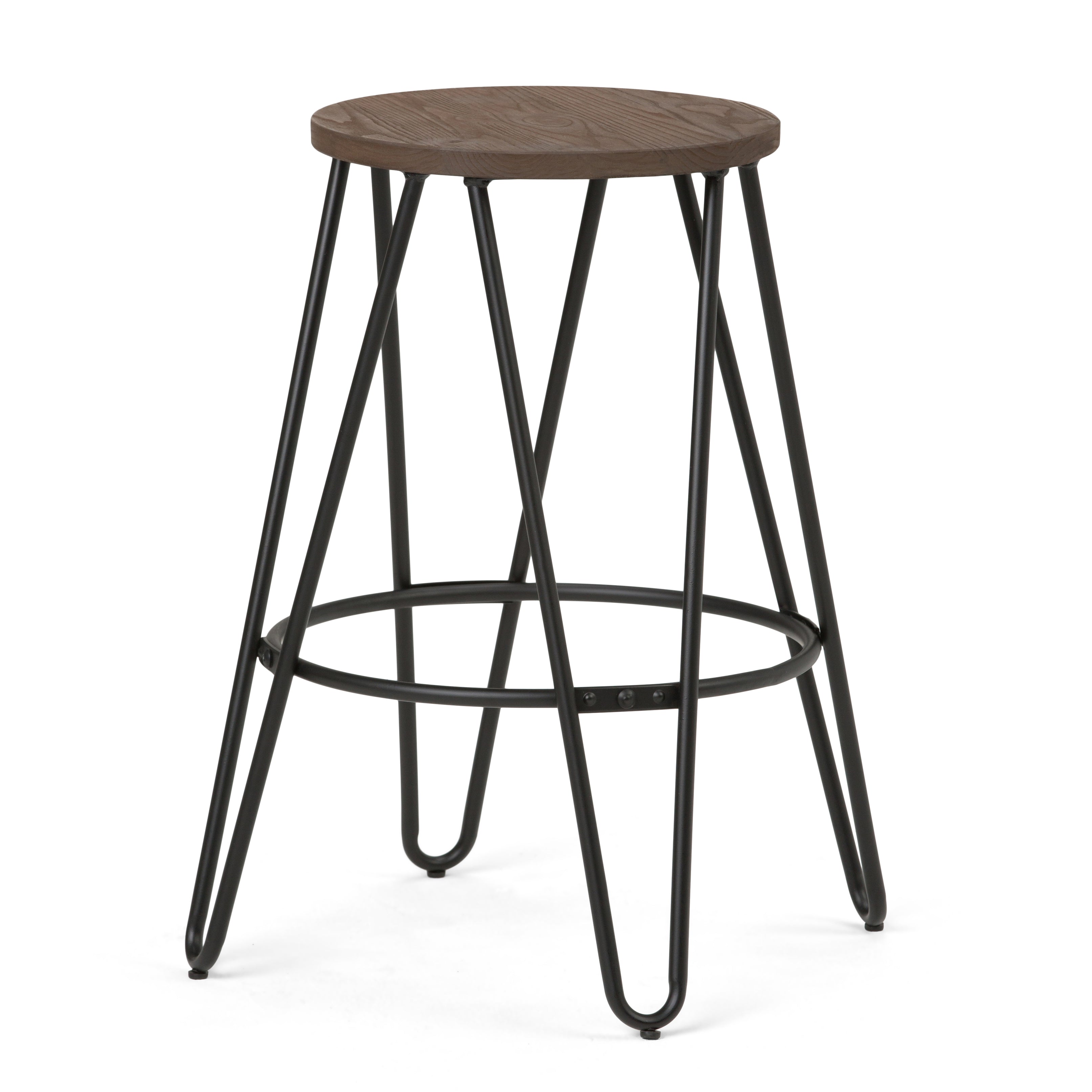 Simeon - 24" Metal Counter Height Stool with Wood Seat - Cocoa Brown / Black--1