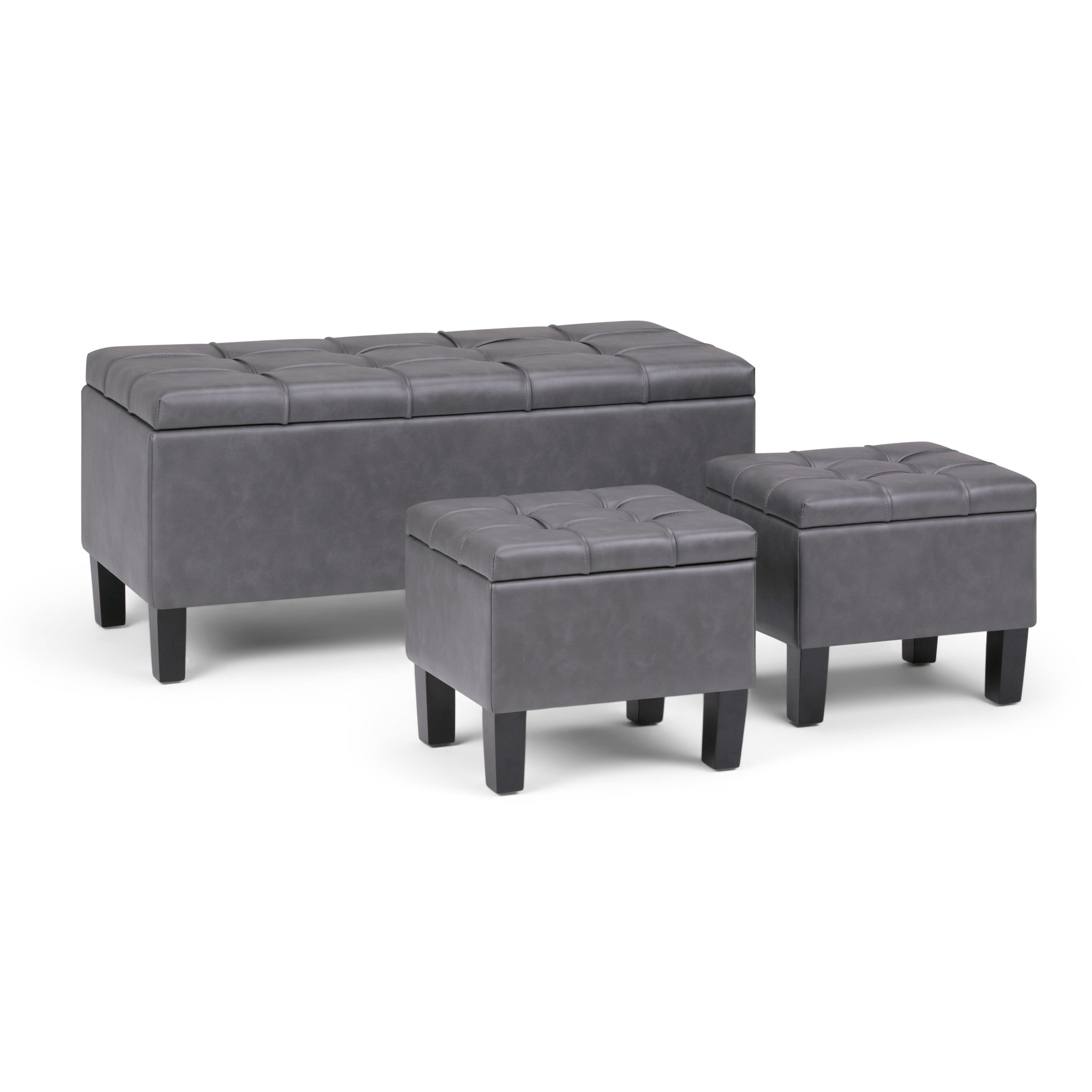 Dover - 3 Piece Storage Ottoman - Stone Grey--1