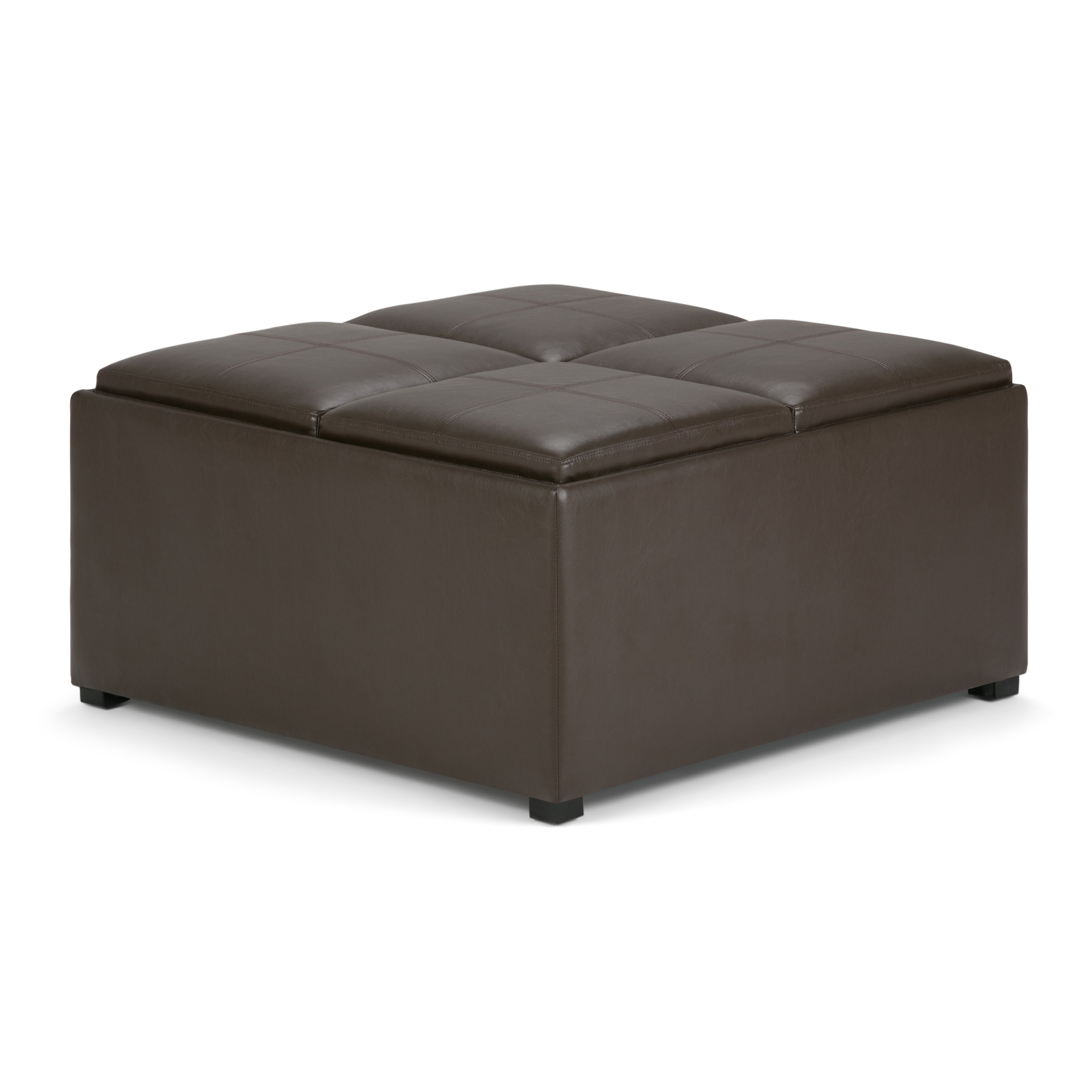 Avalon - Square Coffee Table Storage Ottoman - Chocolate Brown--1