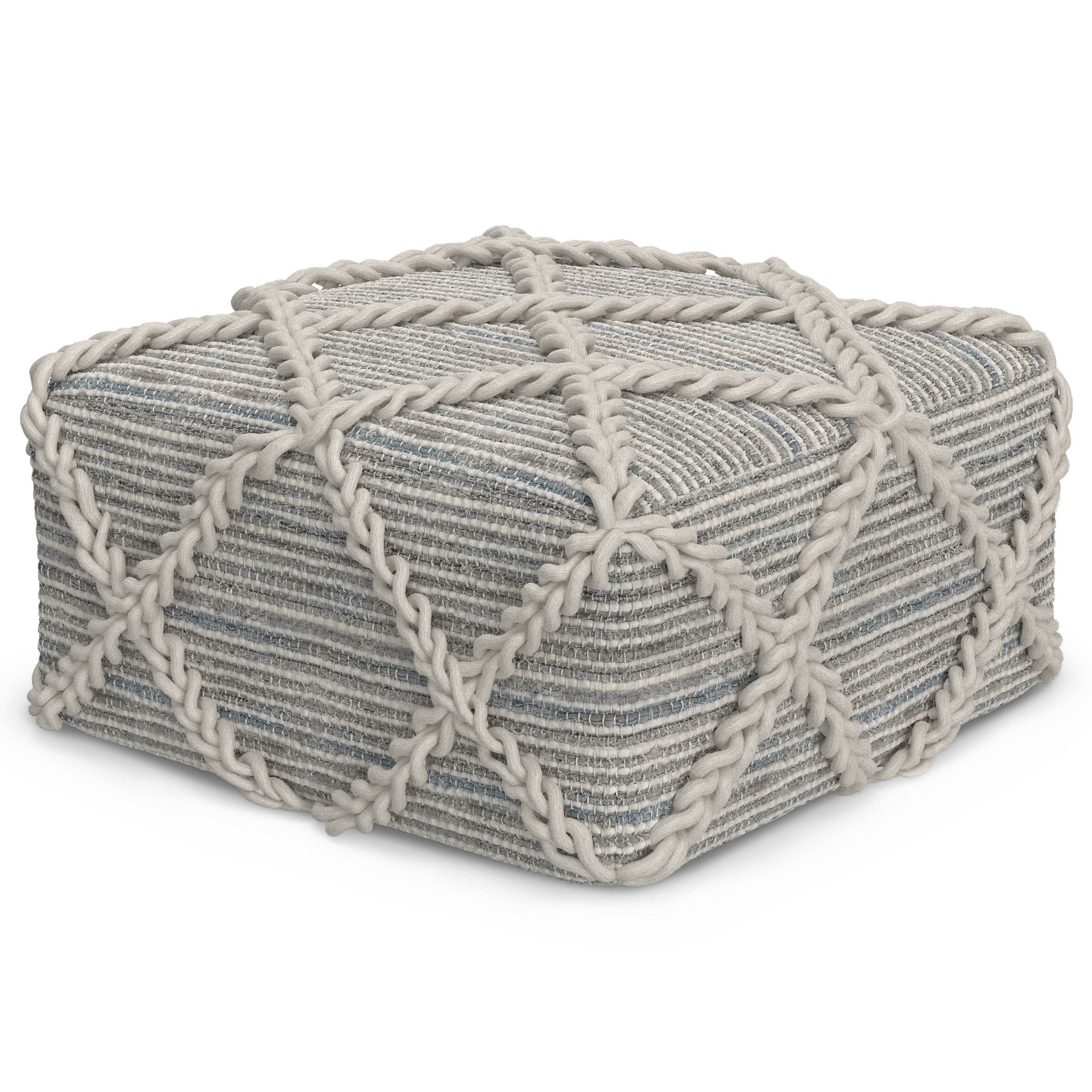 Cowan - Square Pouf - Grey / Natural--1