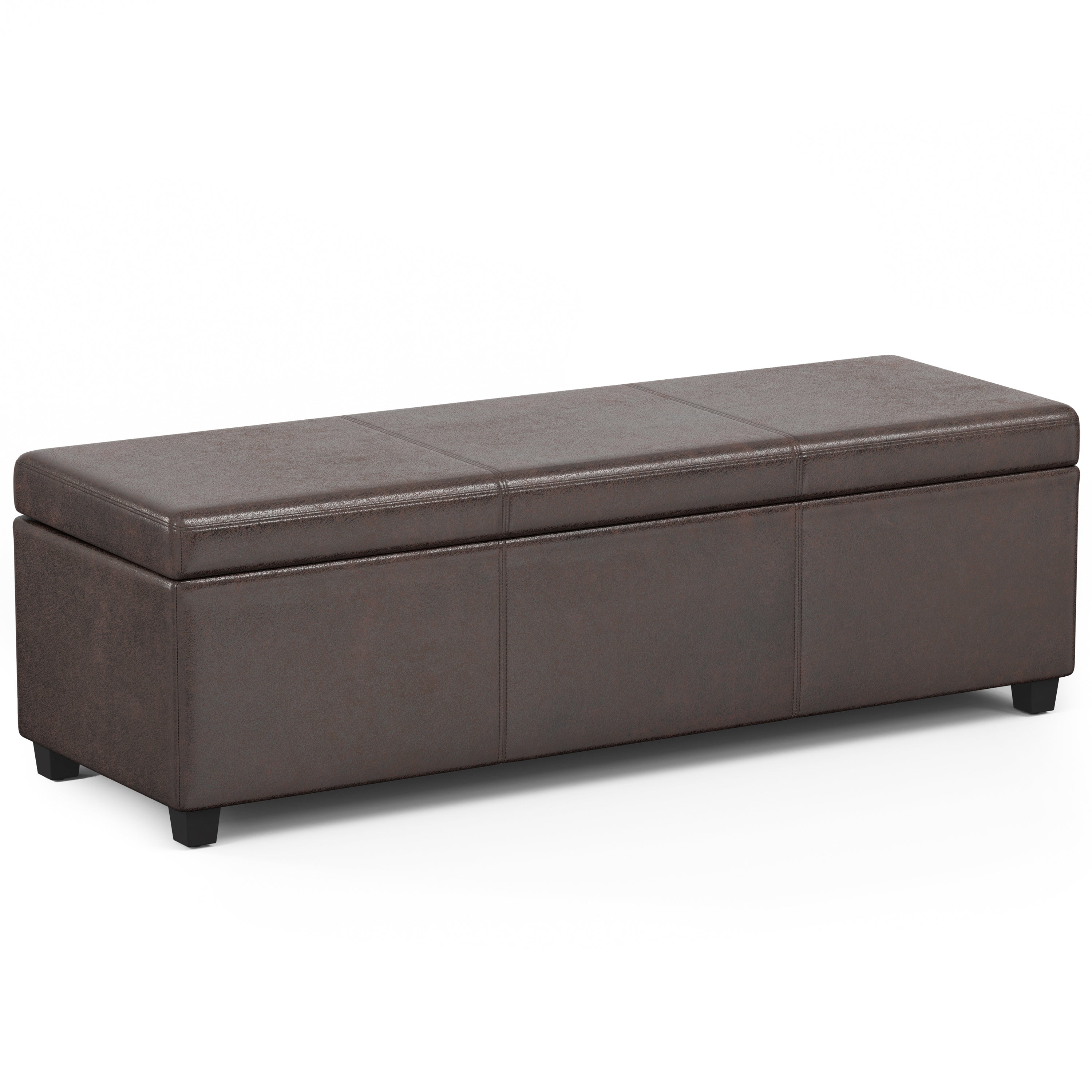 Avalon - Extra Large Storage Ottoman Bench - Distressed Brown--1