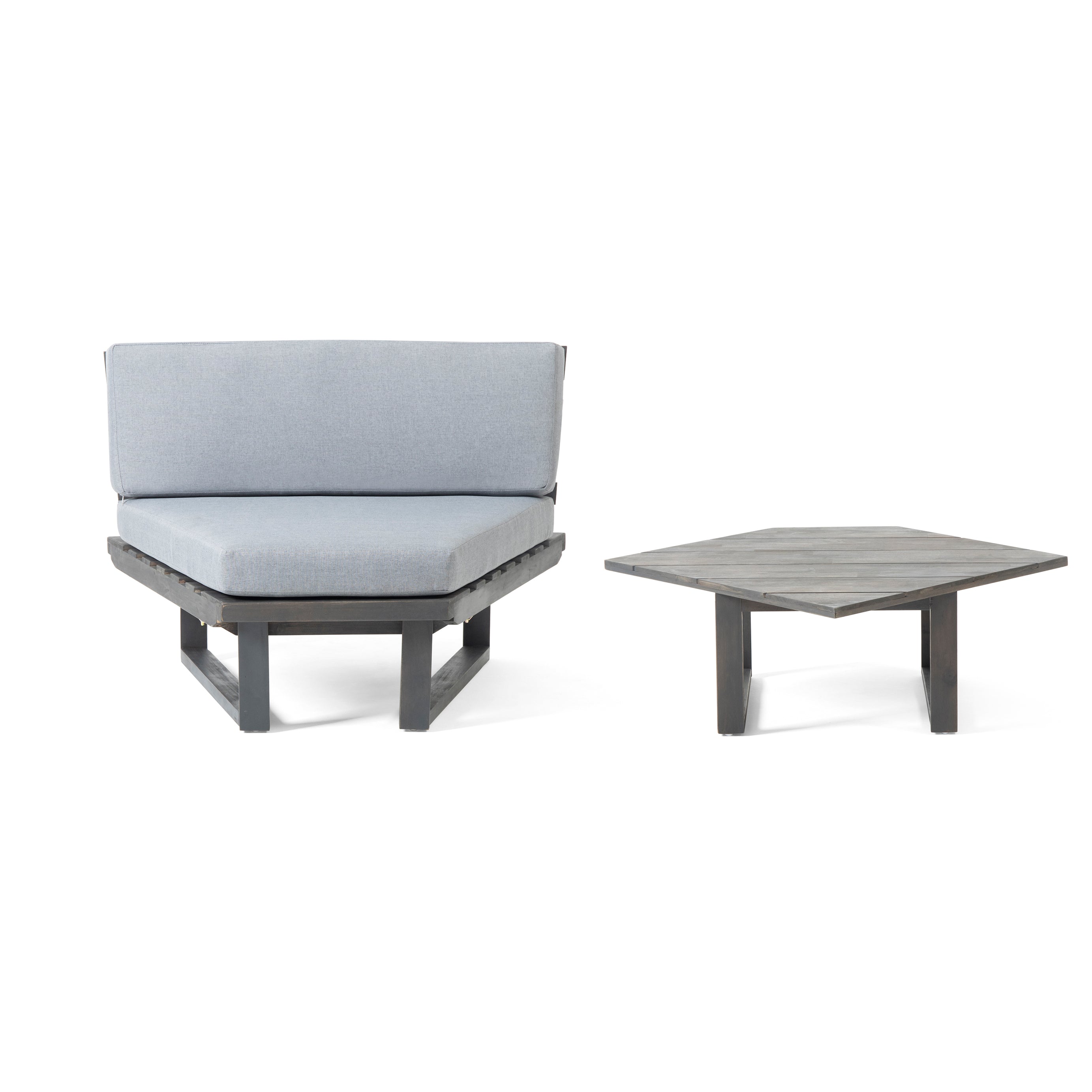 MIRABELLE CORNER CHAIR+TABLE, GREY--1