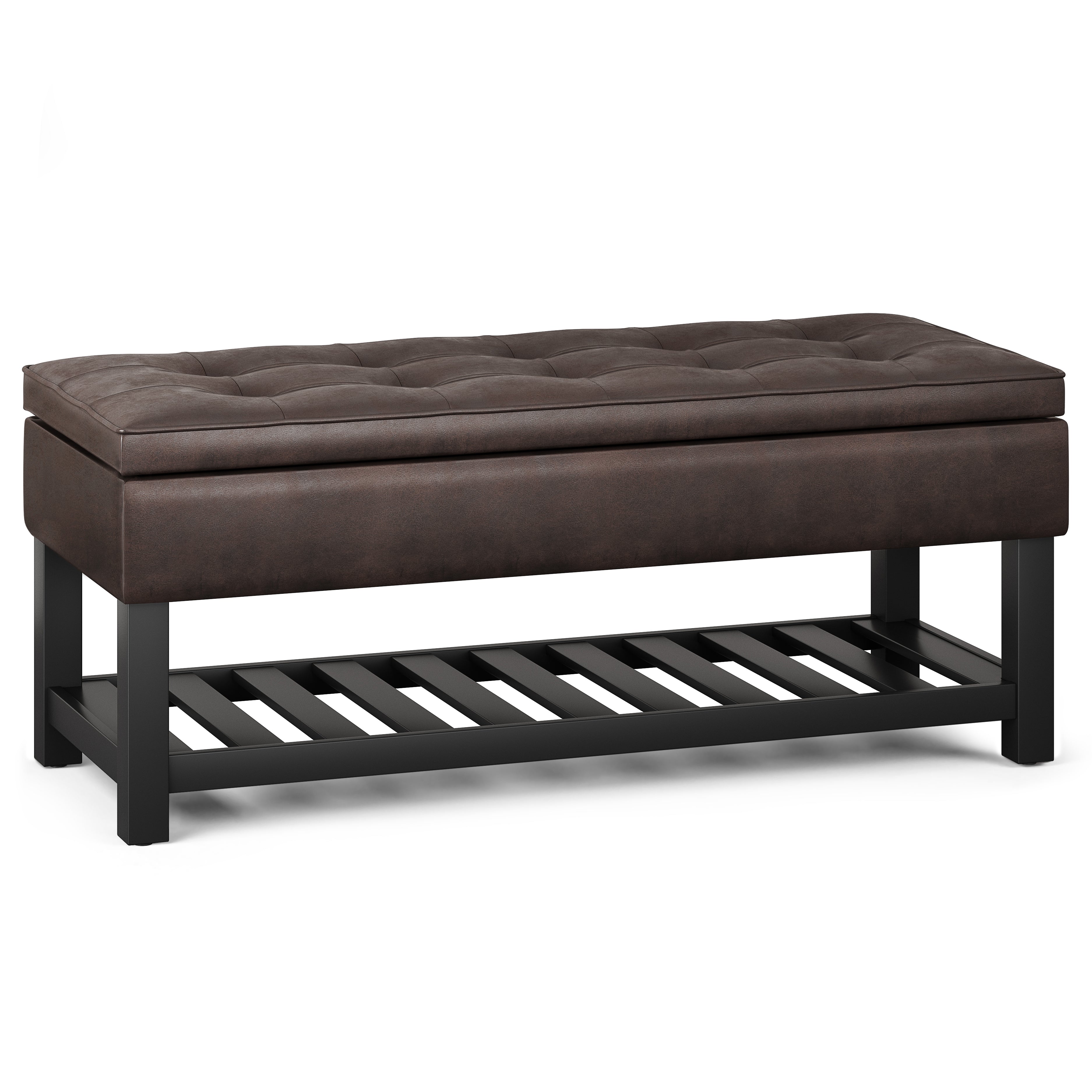 Cosmopolitan - Storage Ottoman Bench with Open Bottom - Distressed Brown--1