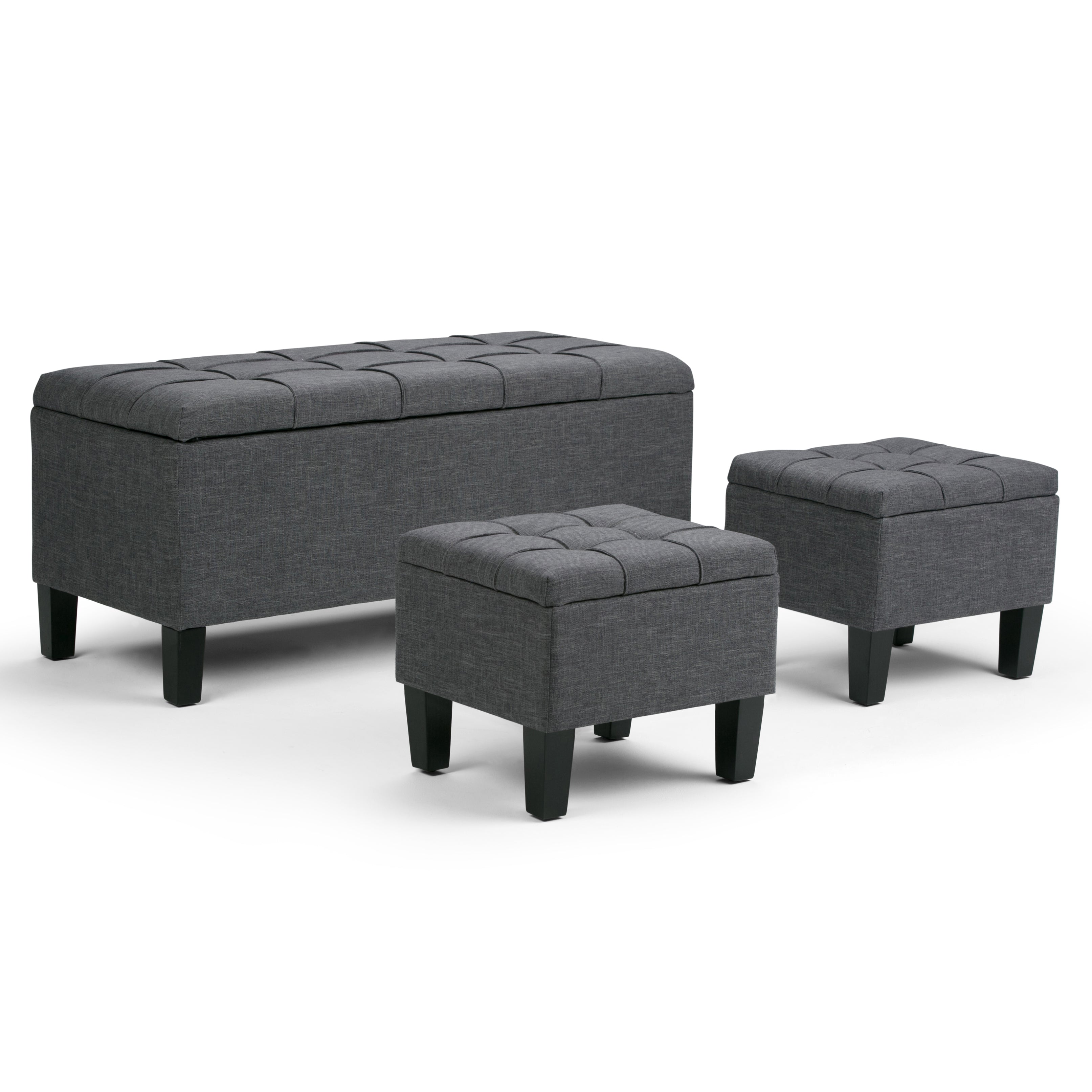 Dover - 3 Piece Storage Ottoman - Slate Grey--1