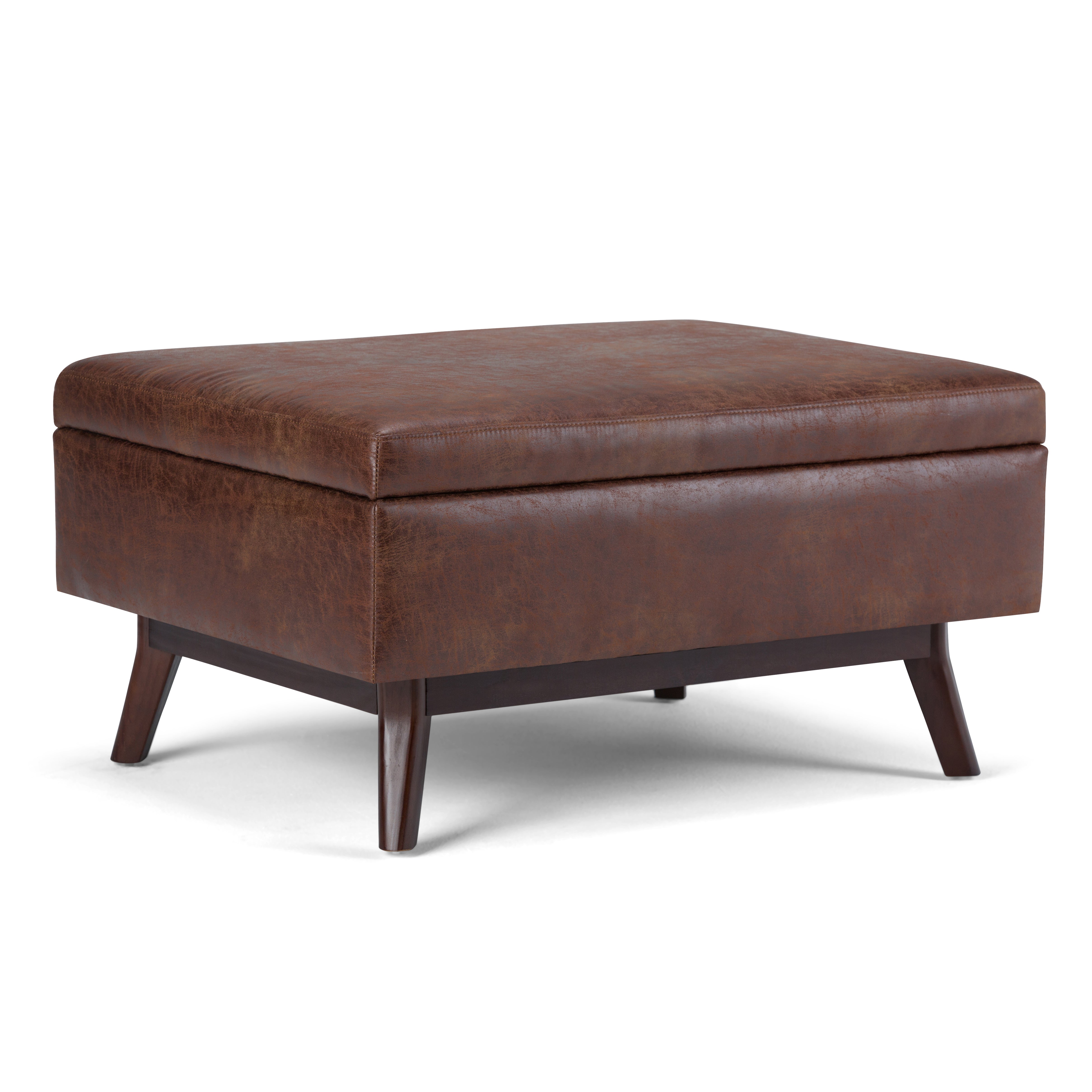 Owen - Coffee Table Storage Ottoman - Distressed Saddle Brown--1