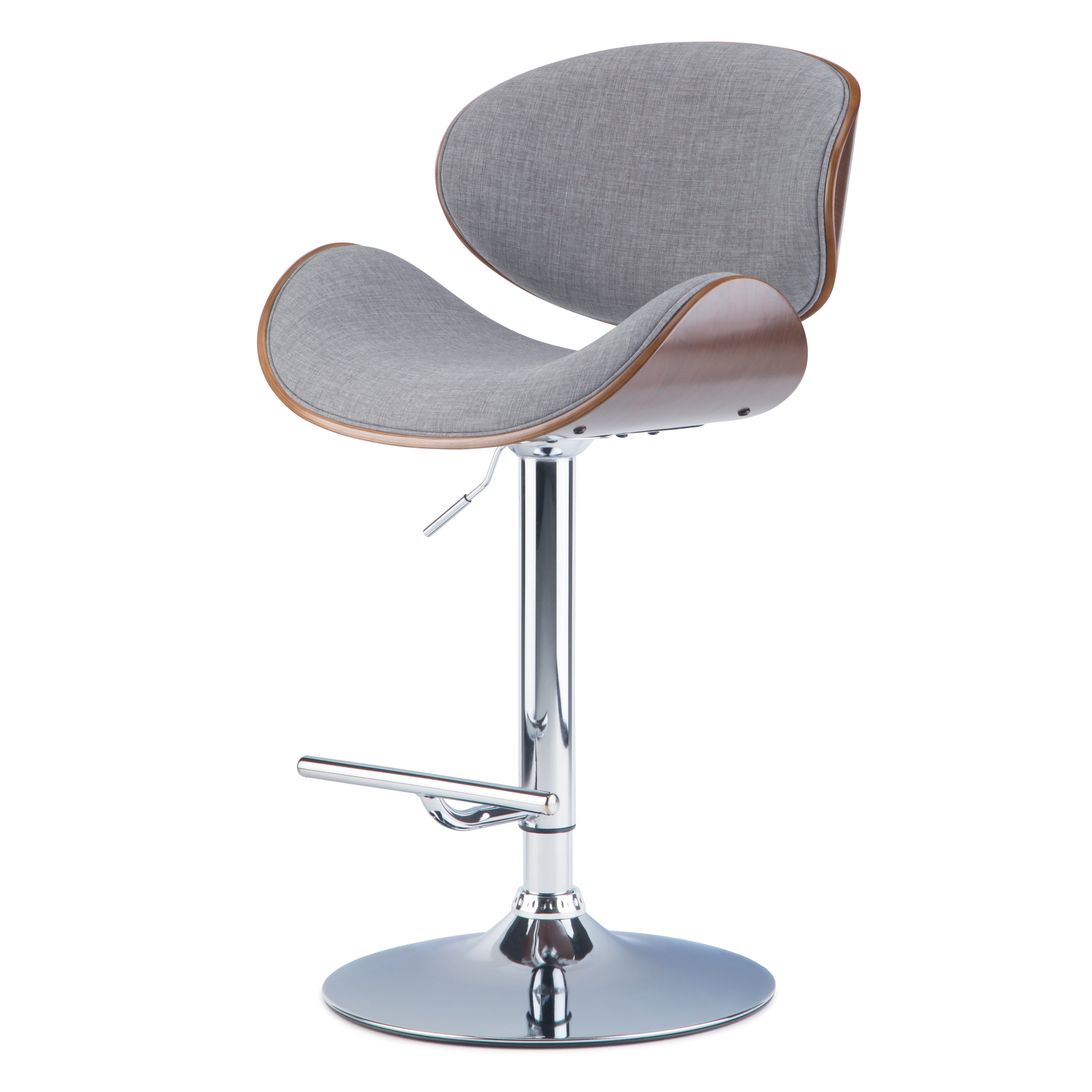 Marana - Bentwood Adjustable Swivel Bar Stool - Grey--1