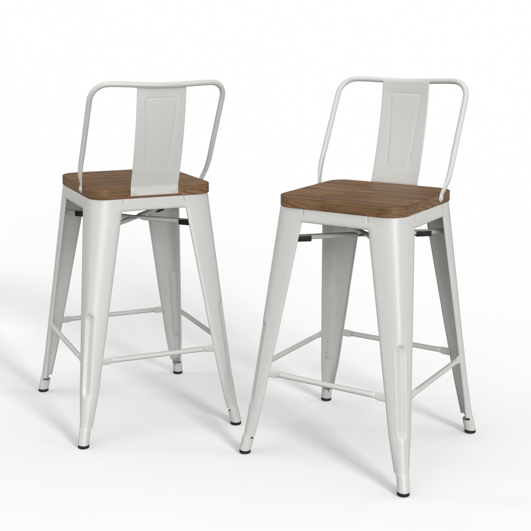 Rayne - 24" Metal / Wood Counter Height Stool (Set of 2) - White--1