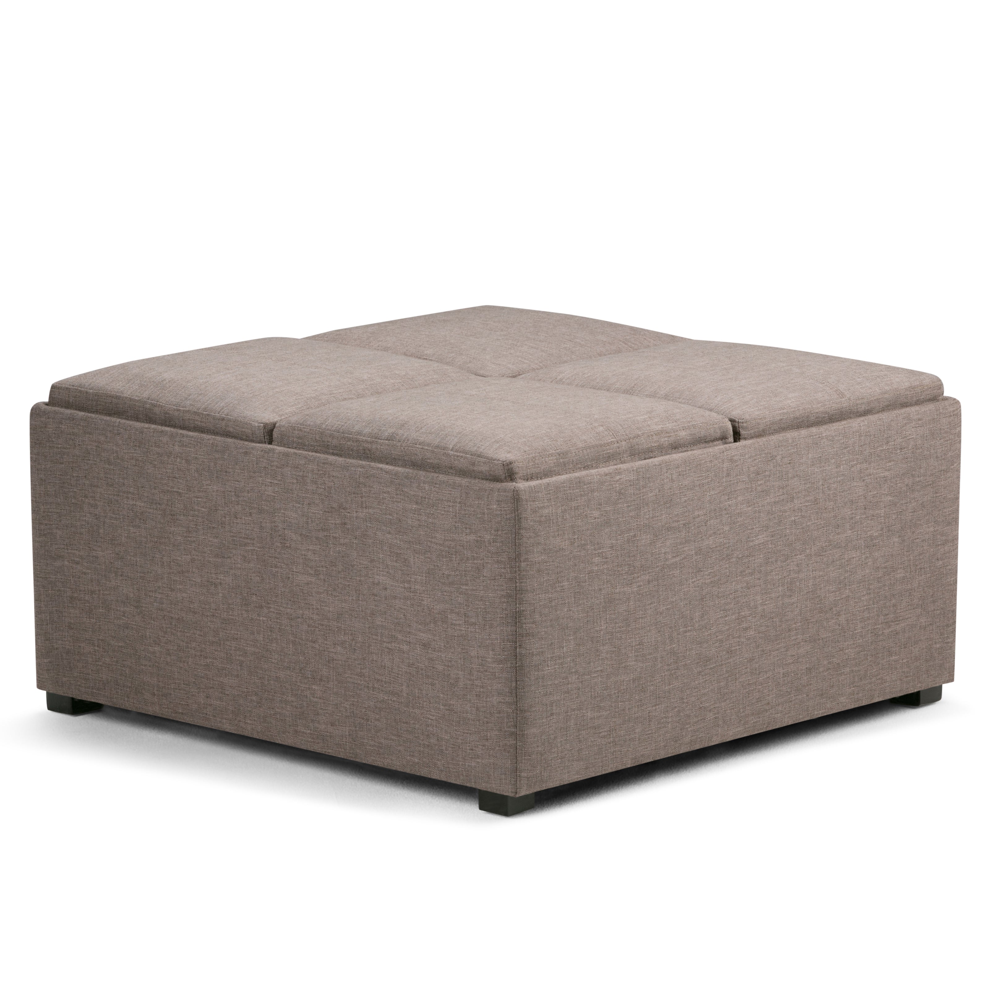 Avalon - Square Coffee Table Storage Ottoman - Fawn Brown--1