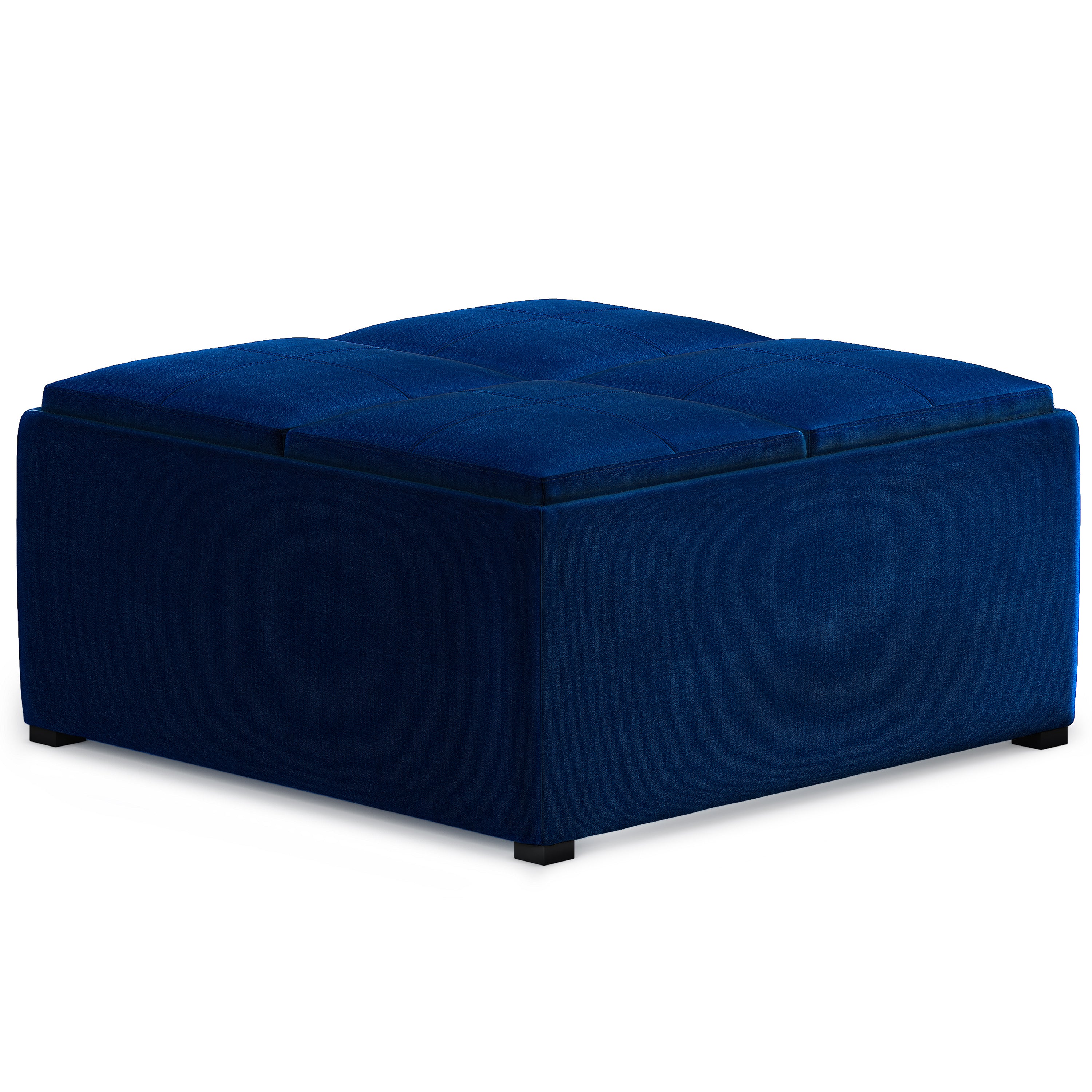 Avalon - Square Coffee Table Storage Ottoman - Blue--1