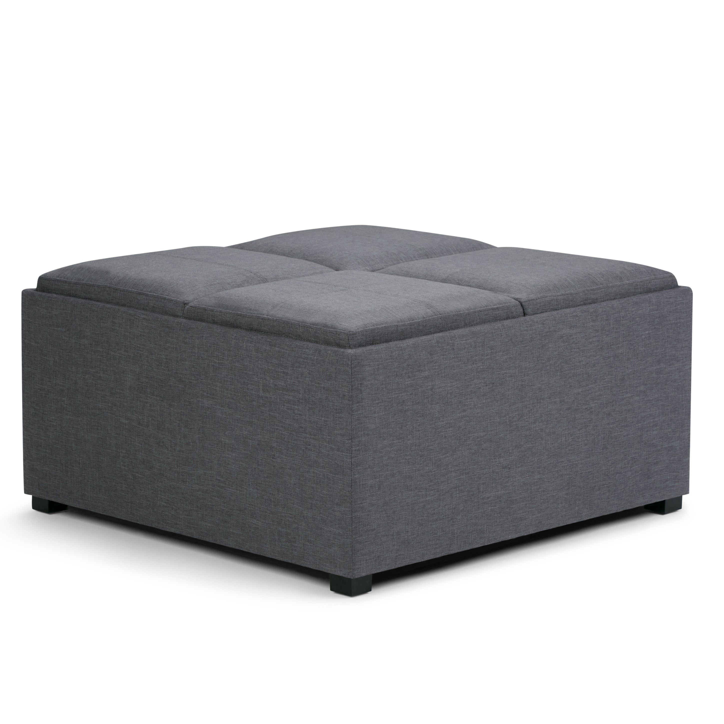 Avalon - Square Coffee Table Storage Ottoman - Slate Grey--1