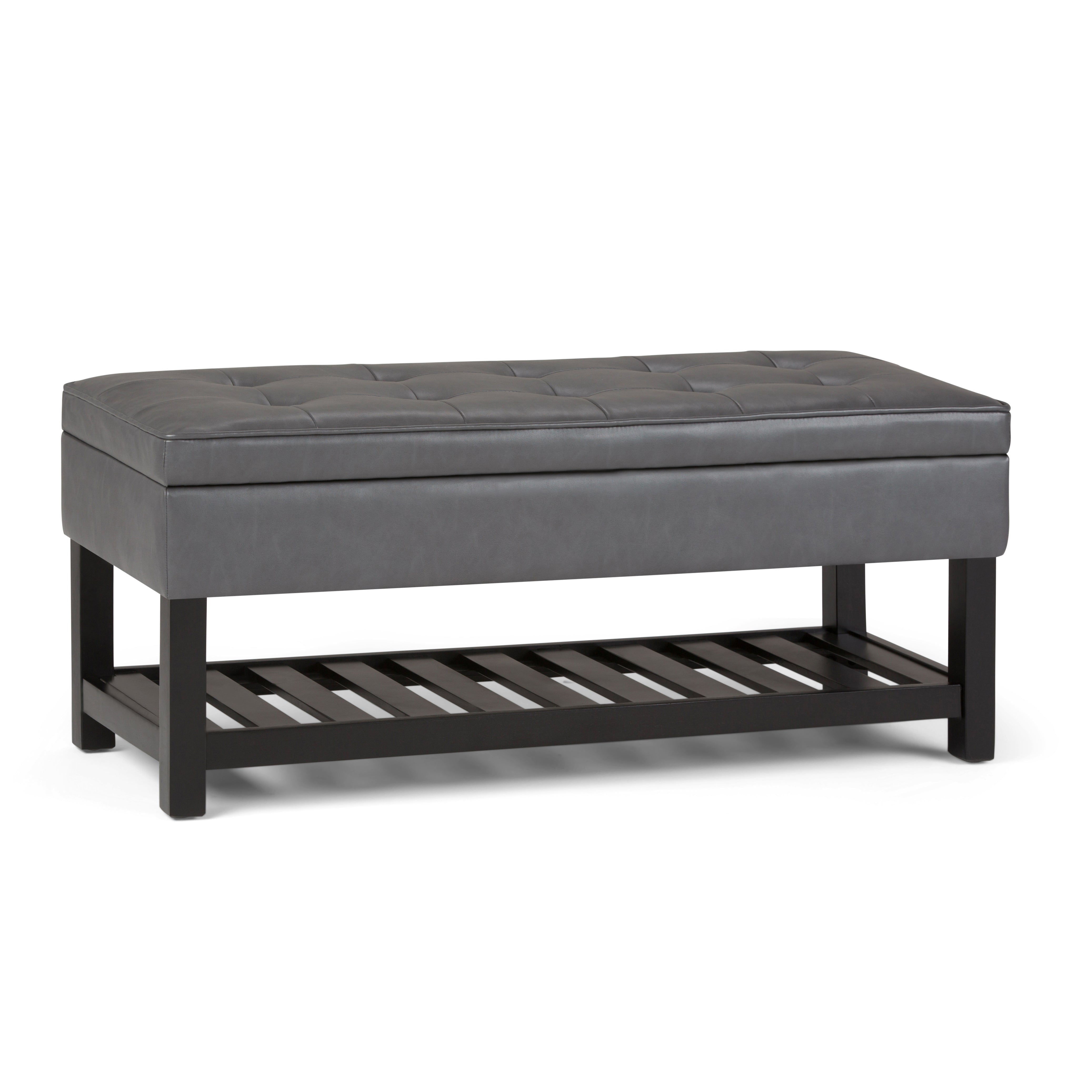 Cosmopolitan - Storage Ottoman Bench with Open Bottom - Stone Grey--1