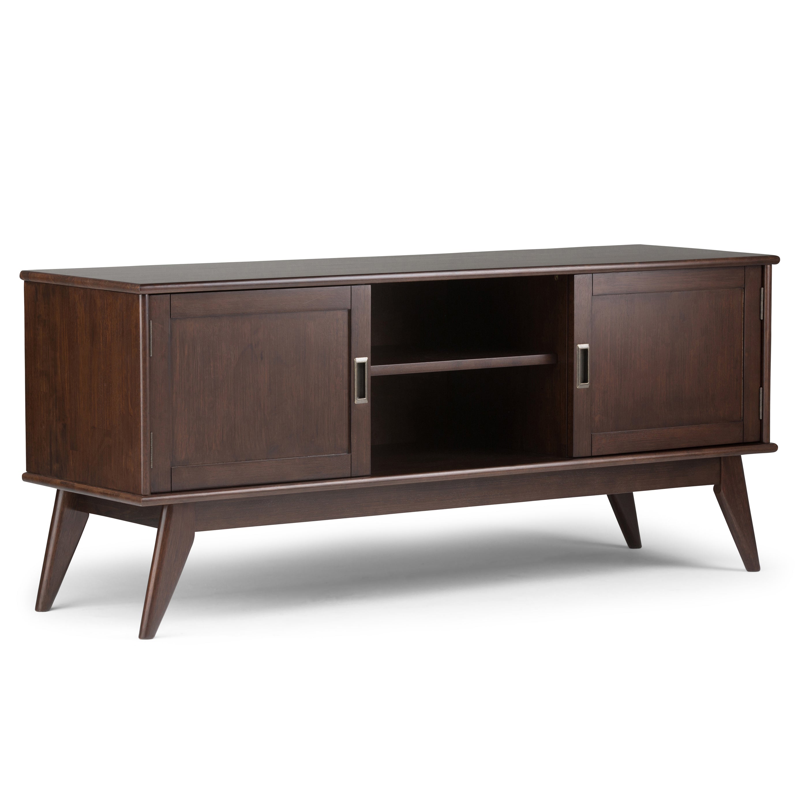 Draper - Mid Century Low TV Media Stand - Medium Auburn Brown--1