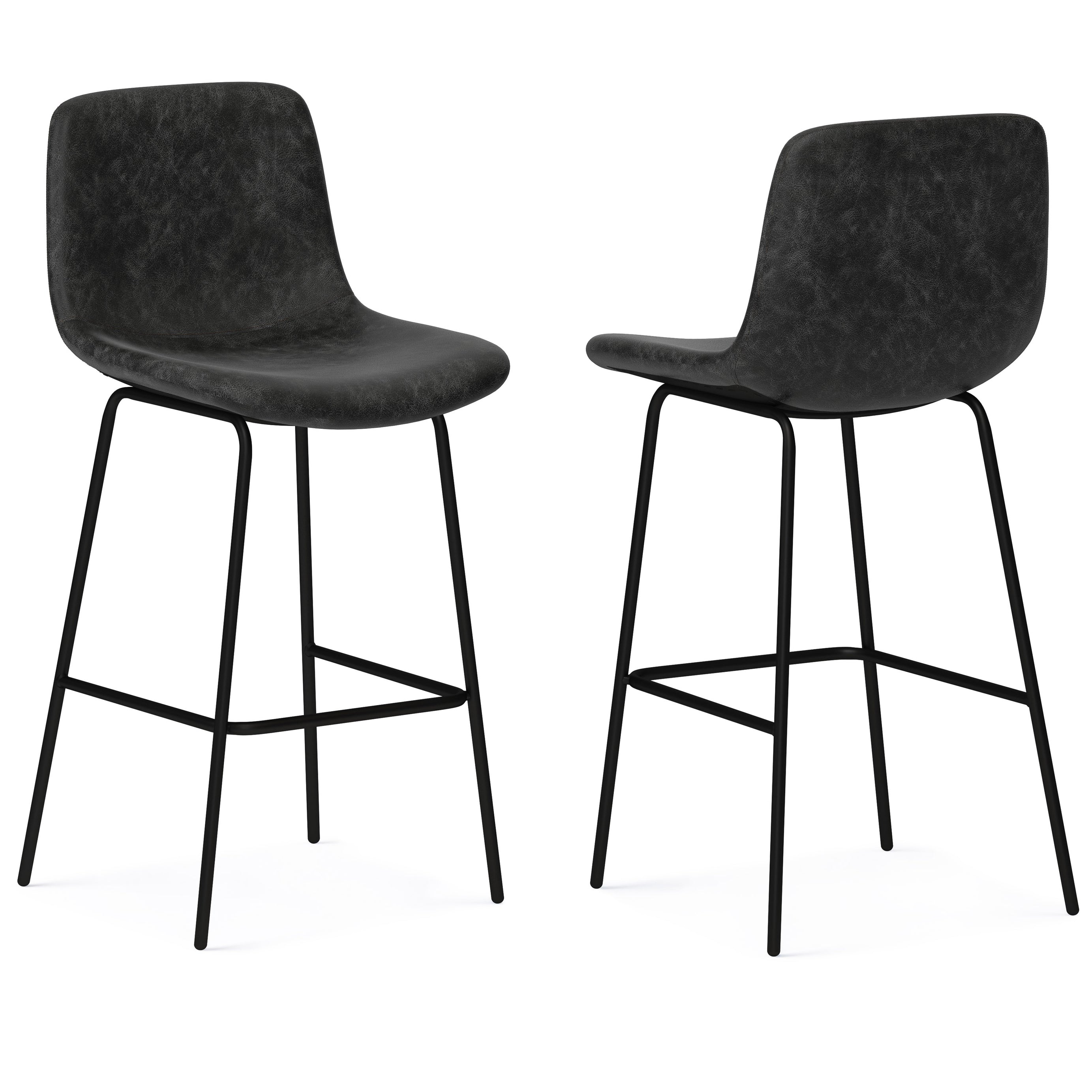 Jolie - Bar Stool (Set of 2) - Distressed Charcoal Grey--1