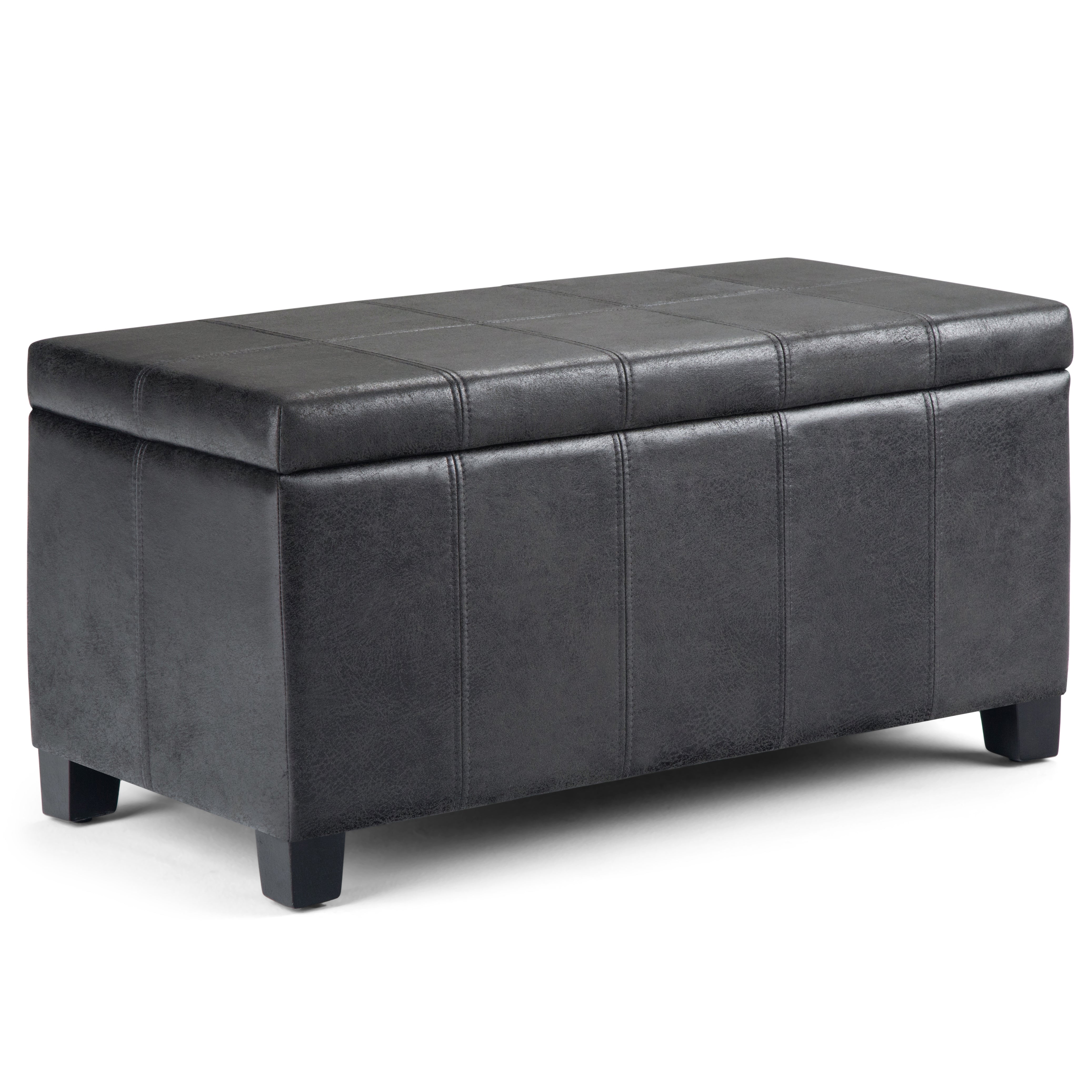 Dover - Storage Ottoman Bench - Distressed Black--1