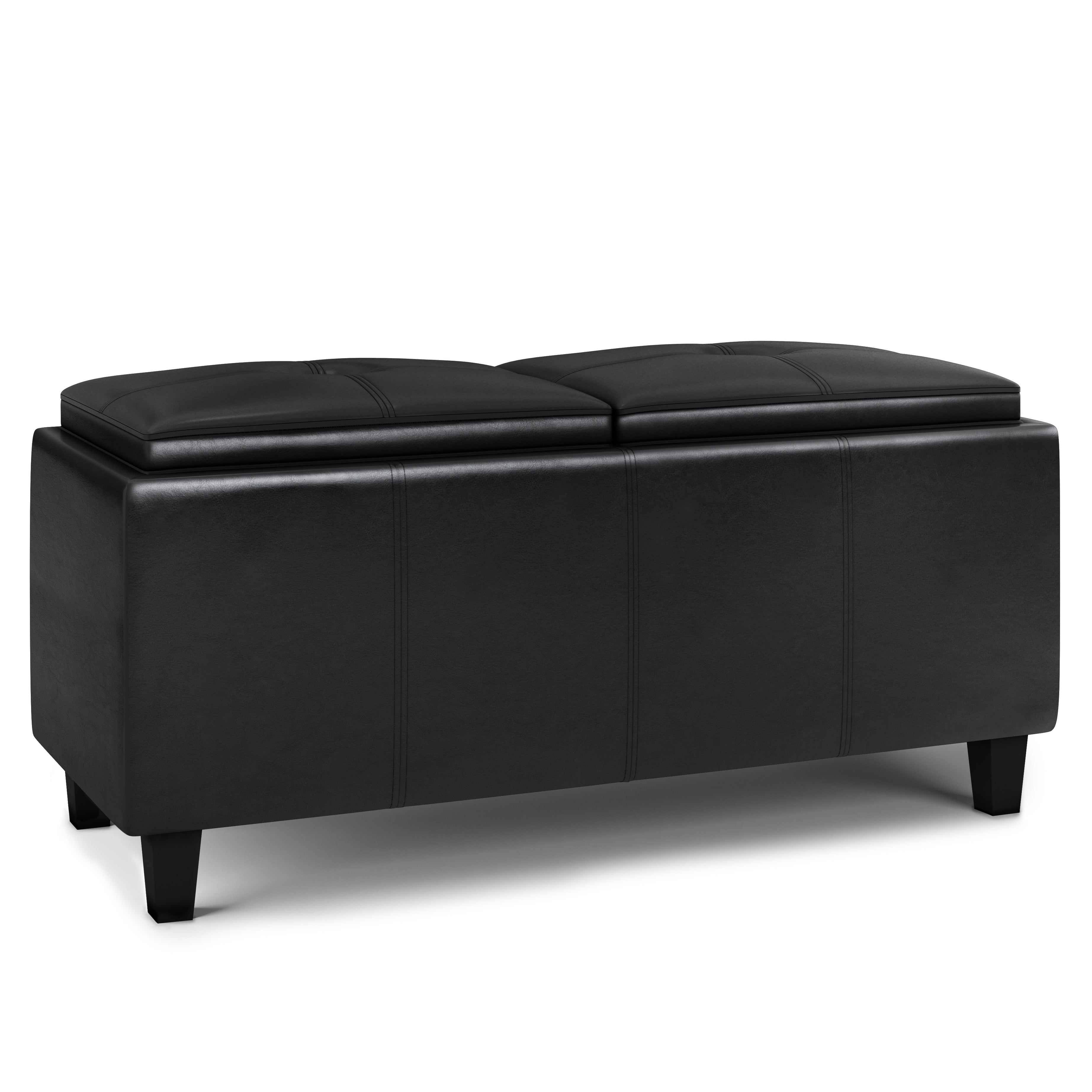 Avalon - 2 Tray Storage Ottoman - Midnight Black--1