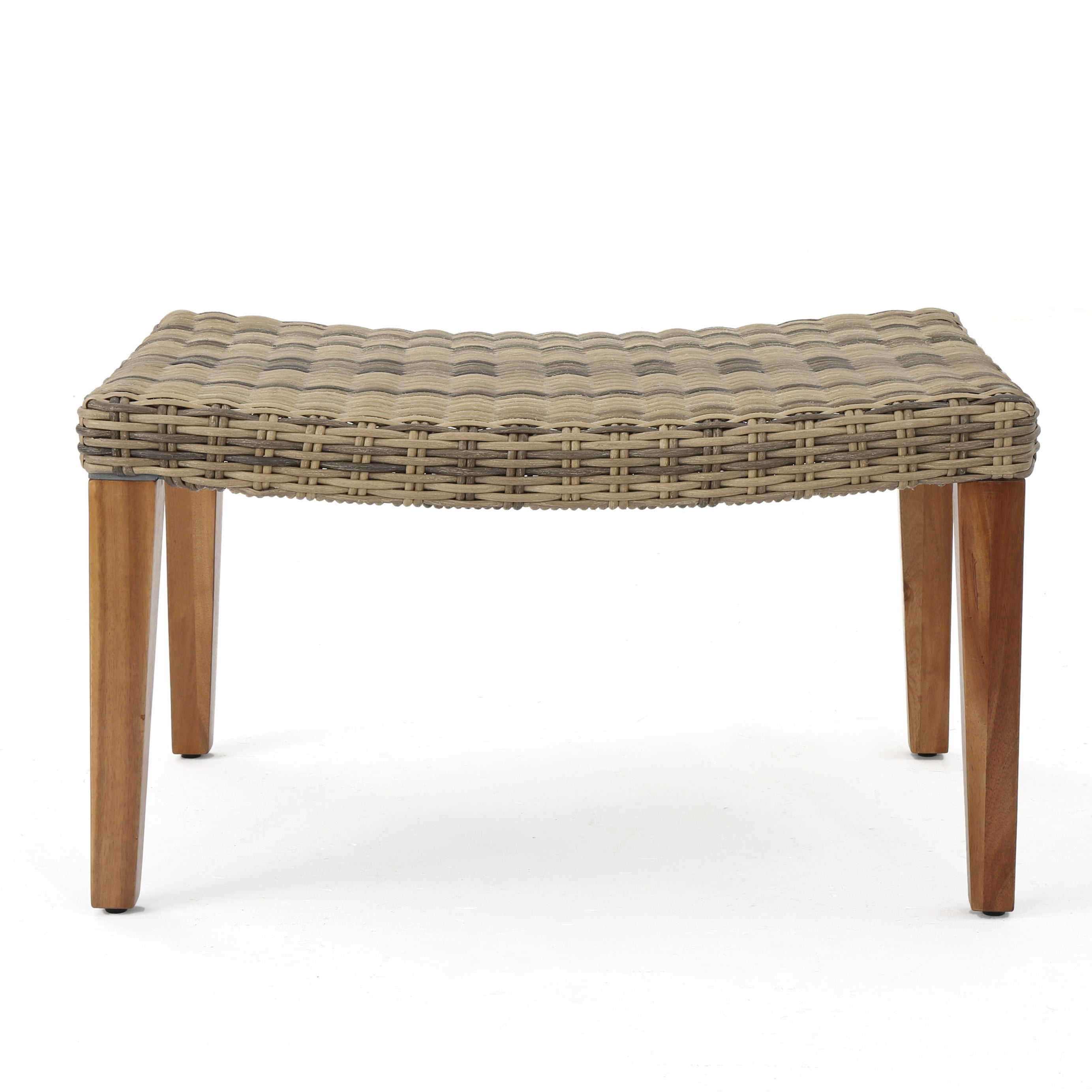 HAMPTON WOOD + WICKER OTTOMAN--1