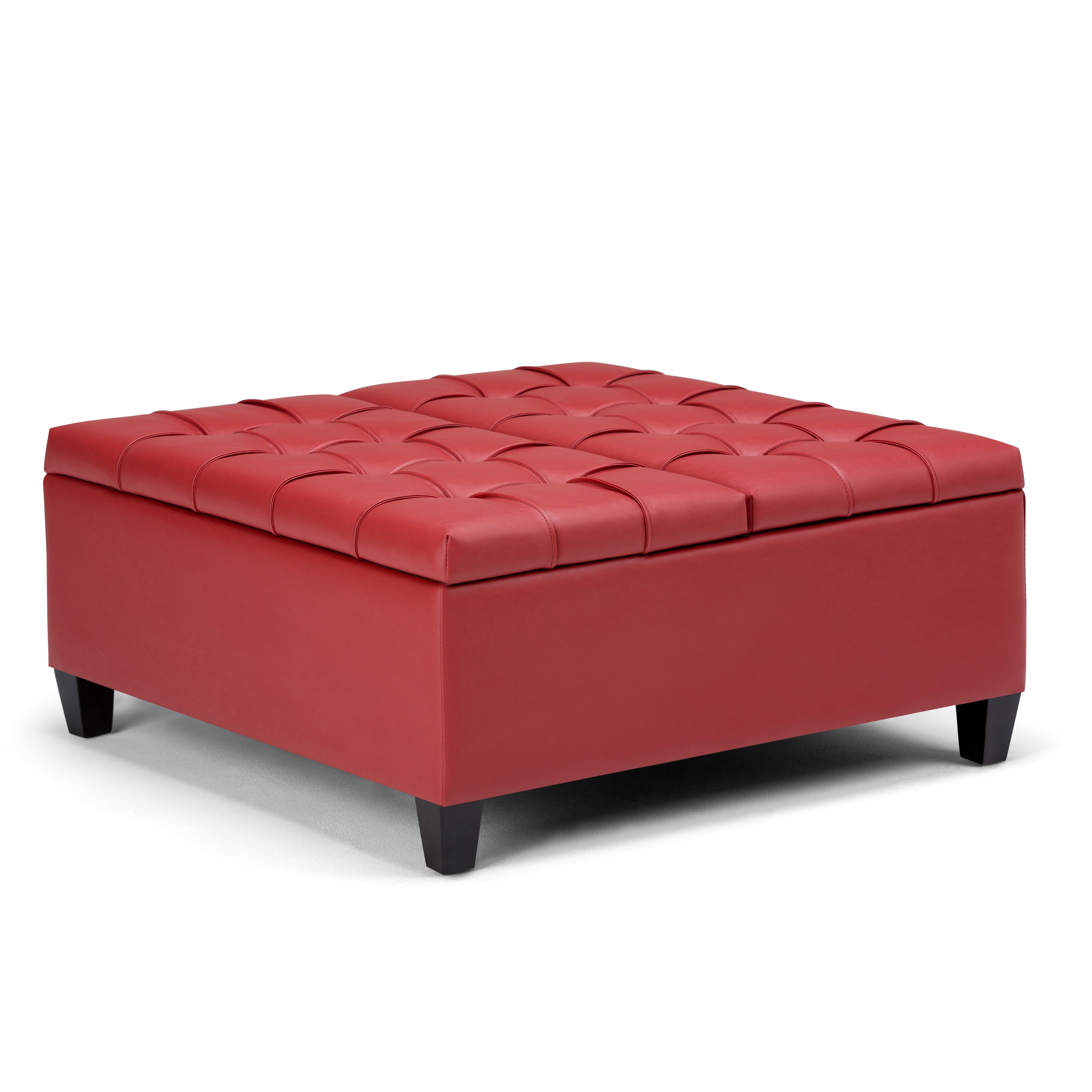 Harrison - Coffee Table Storage Ottoman - Crimson Red--1