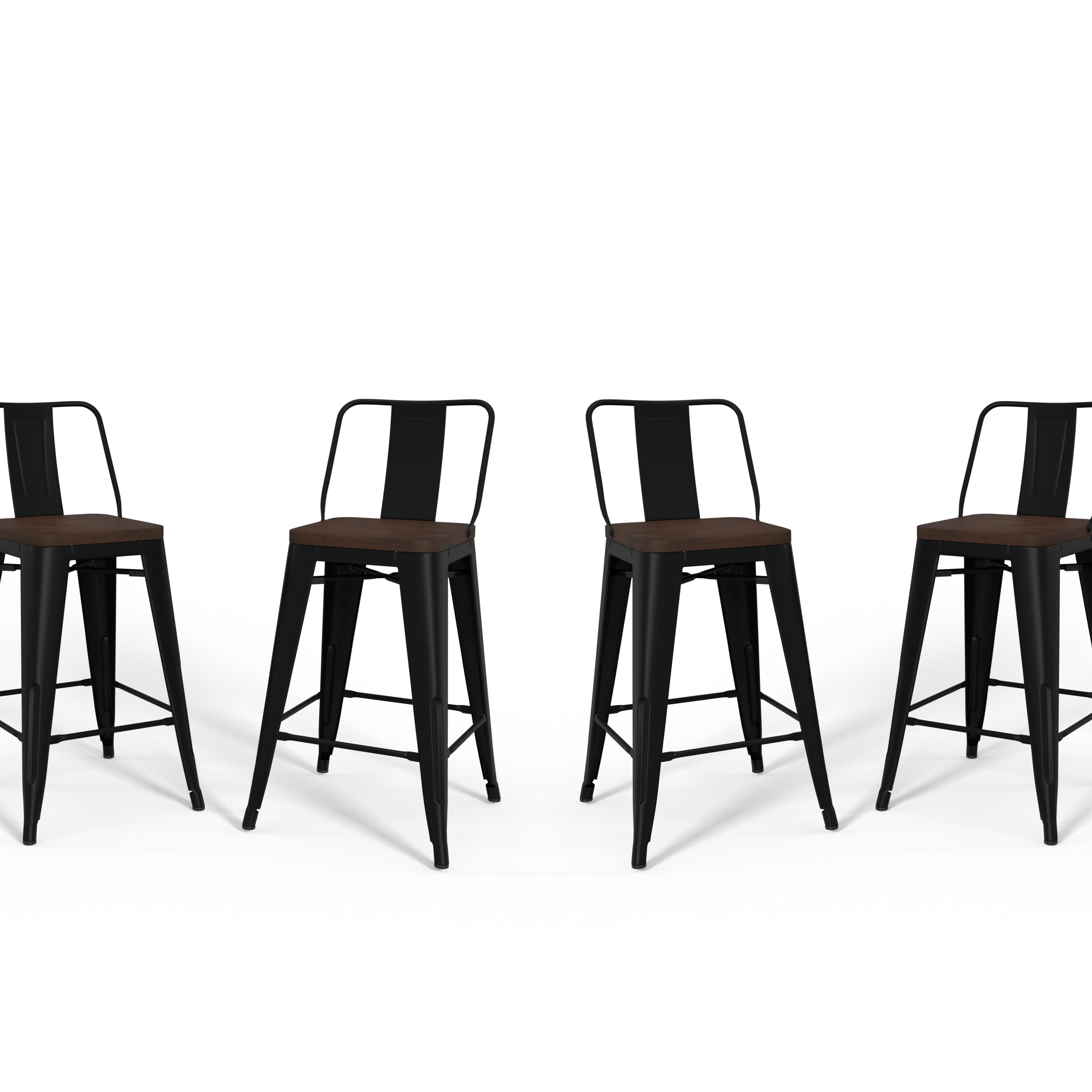 Rayne - 24" Metal / Wood Counter Height Stool (Set of 4) - Black--1