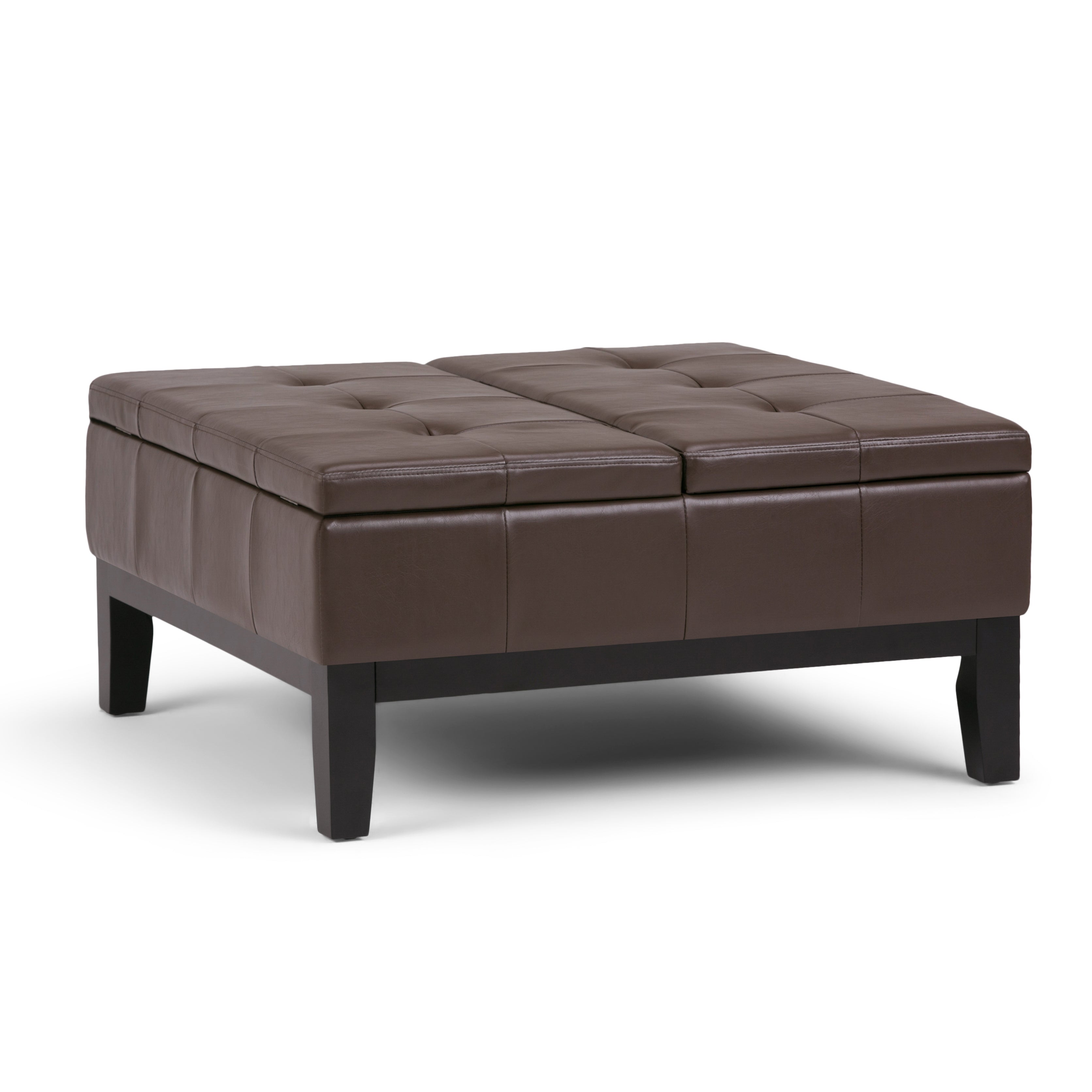 Dover - Square Coffee Table Storage Ottoman - Chocolate Brown--1