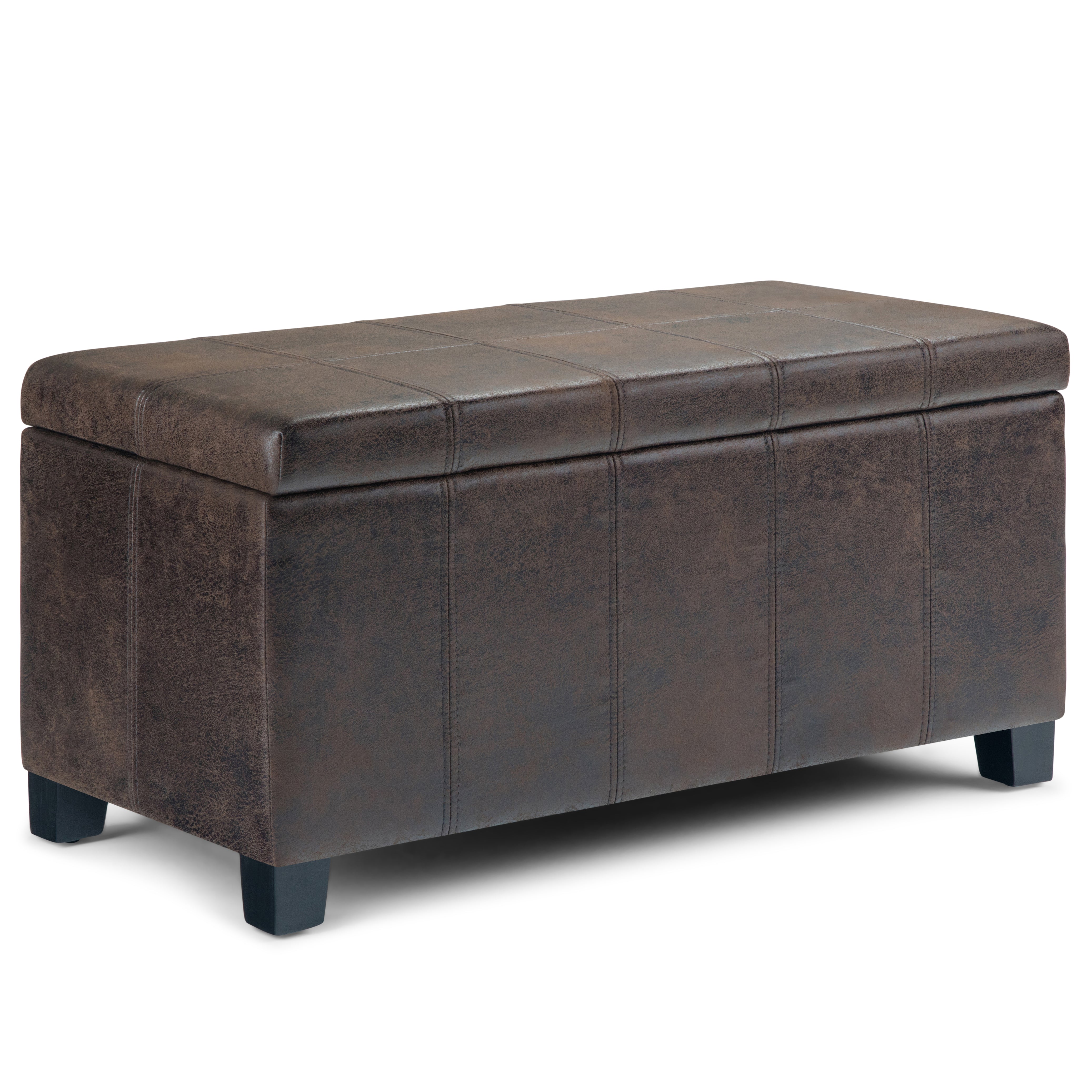 Dover - Storage Ottoman Bench - Distressed Brown--1