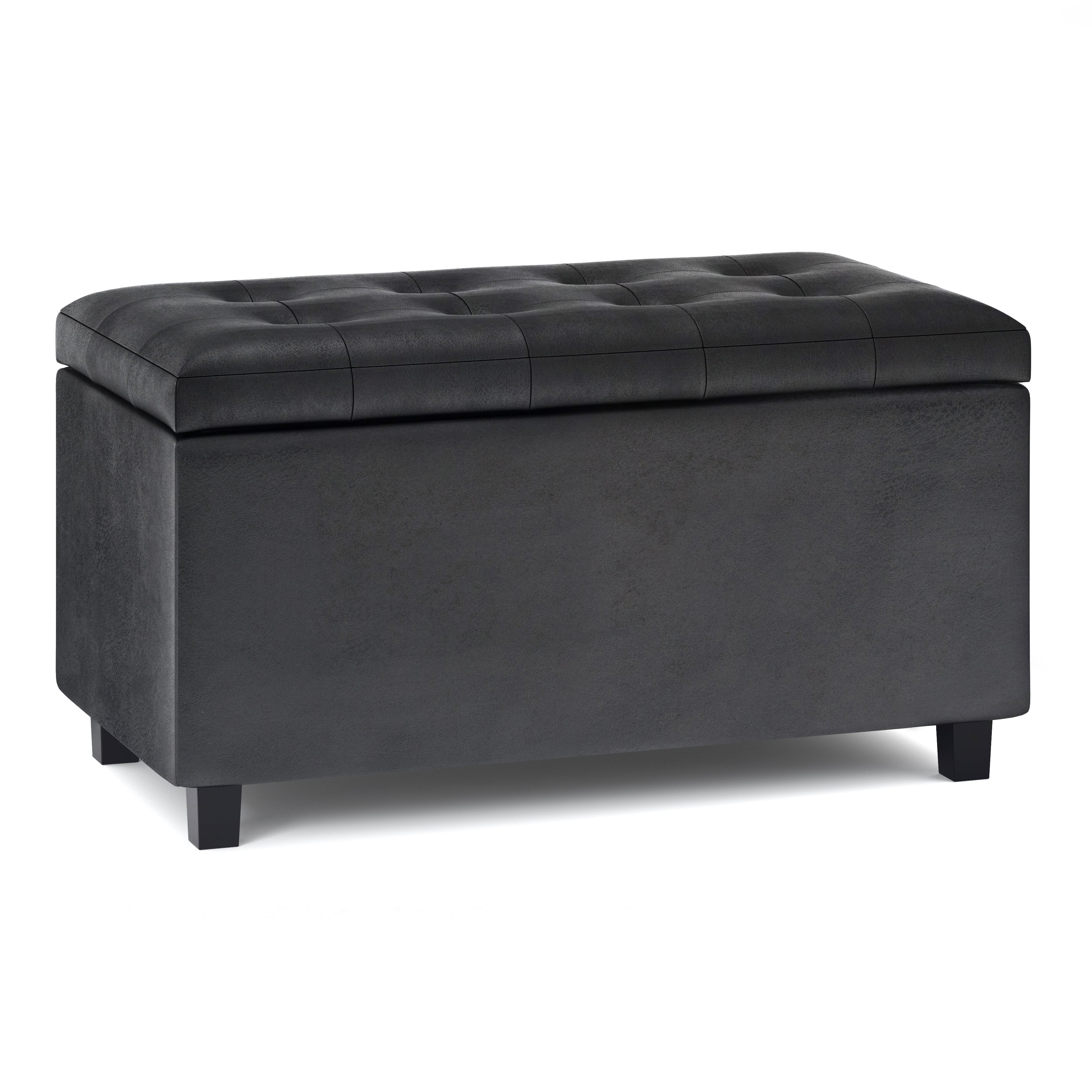 Cosmopolitan - Storage Ottoman - Distressed Black--1