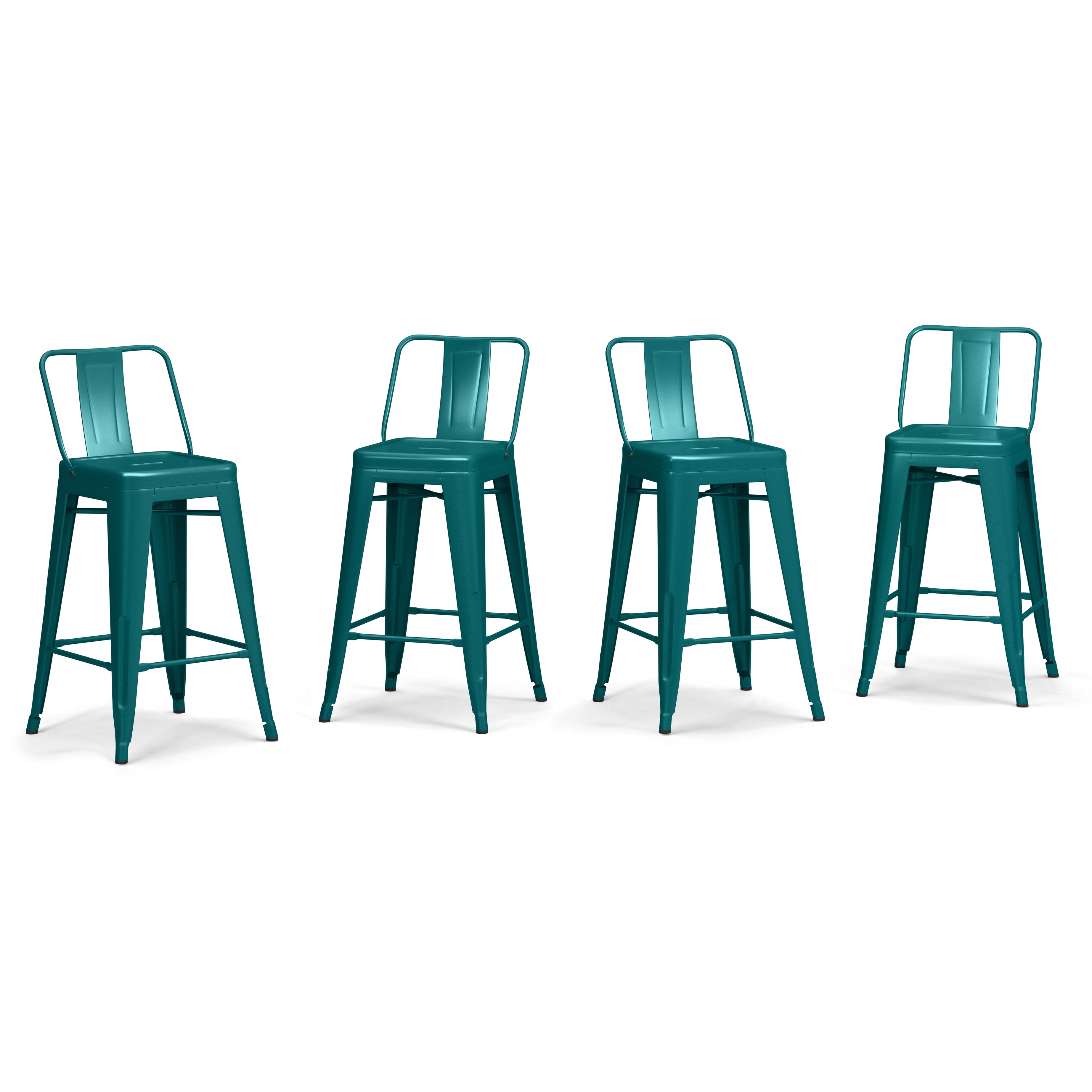 Rayne - 24" Metal Counter Height Stool (Set of 4) - Teal Blue--1