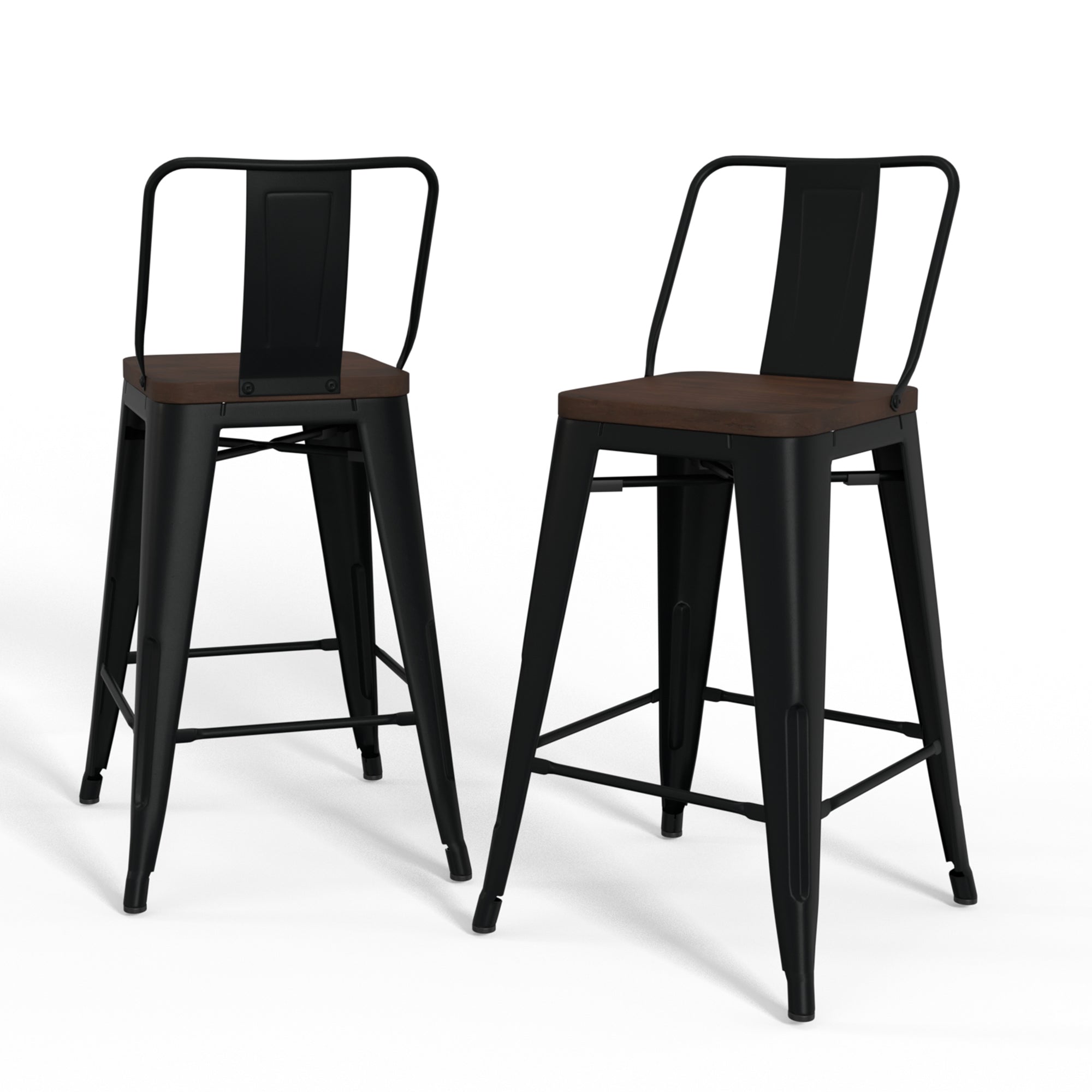 Rayne - 24" Metal / Wood Counter Height Stool (Set of 2) - Black--1