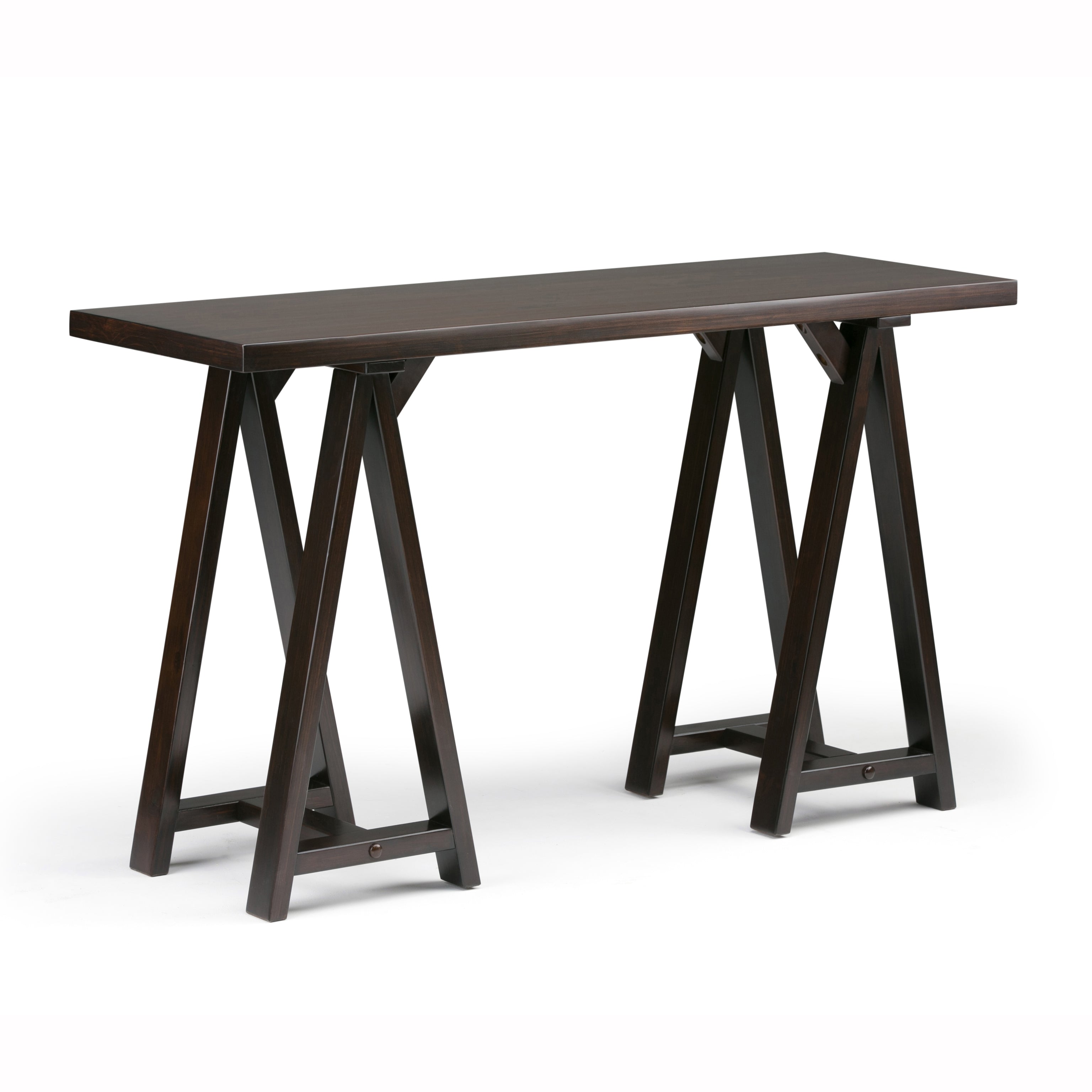 Sawhorse - Console Sofa Table - Dark Chestnut Brown--1