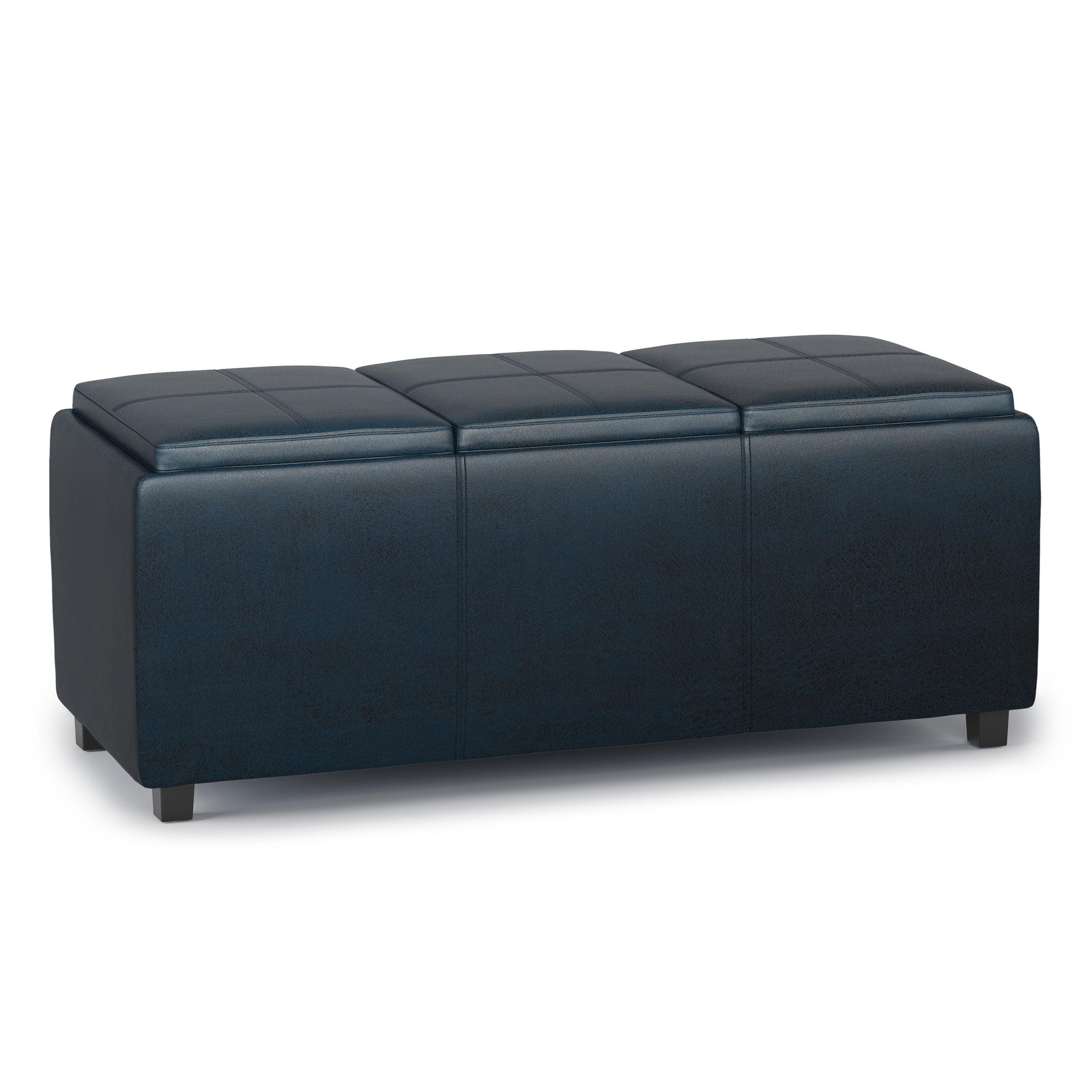 Avalon - Storage Ottoman - Distressed Dark Blue--1