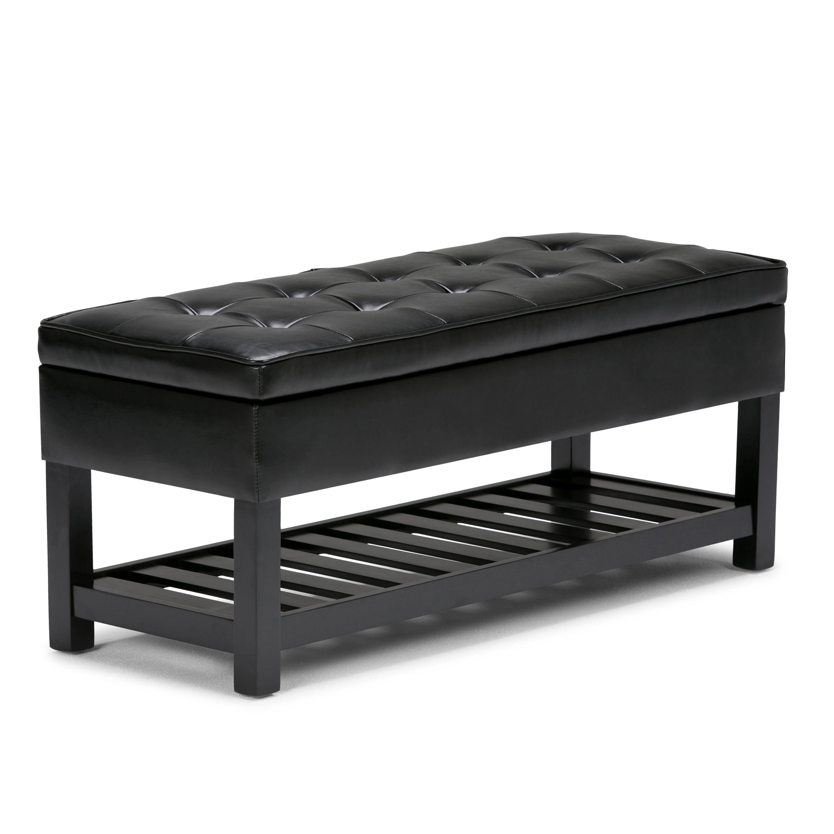 Cosmopolitan - Storage Ottoman Bench with Open Bottom - Midnight Black--1